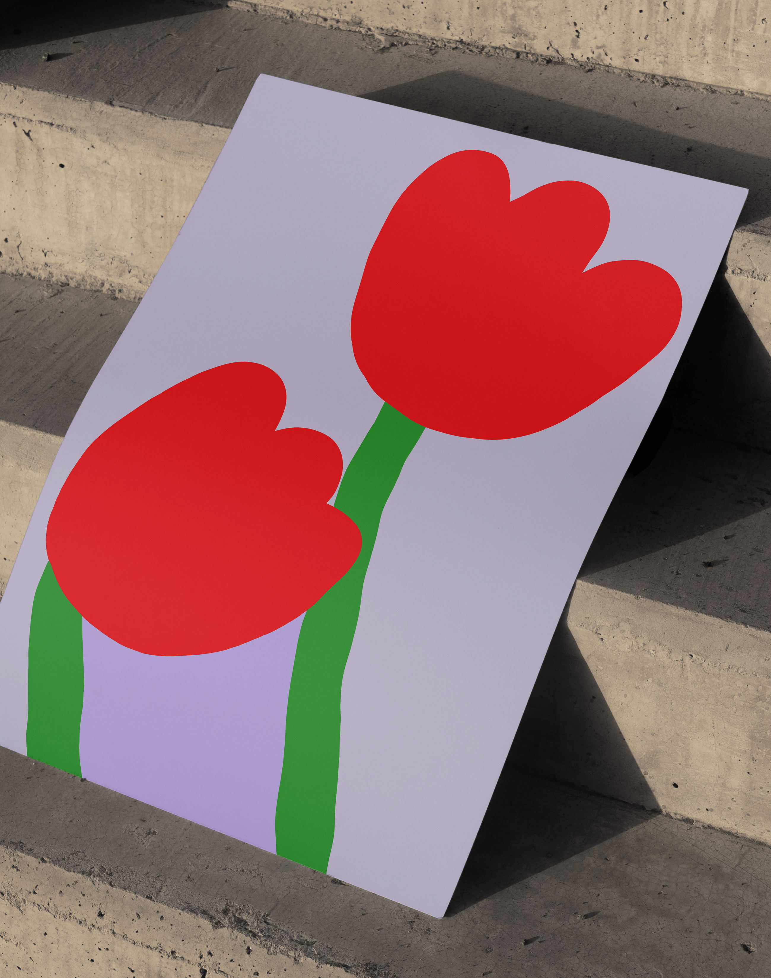 Red Tulip Kırmızı Lila Minimal Çiçek Duvar Tablosu
