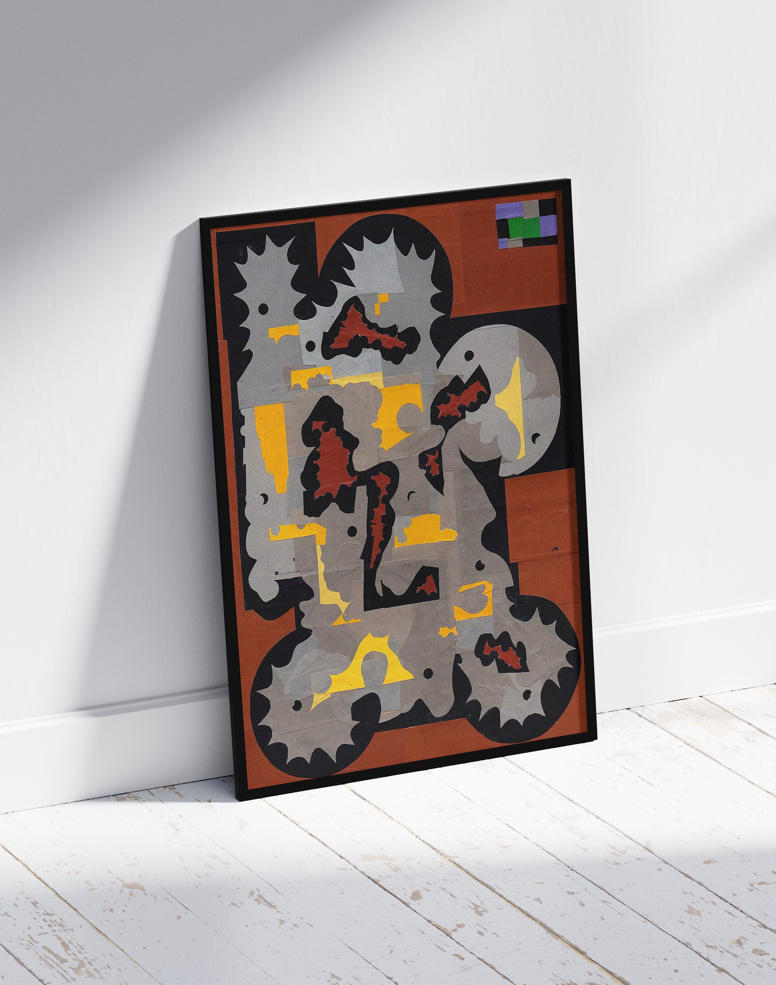 Rust Relic Modern Duvar Tablosu – Kahve Gri Abstract Kolaj Poster