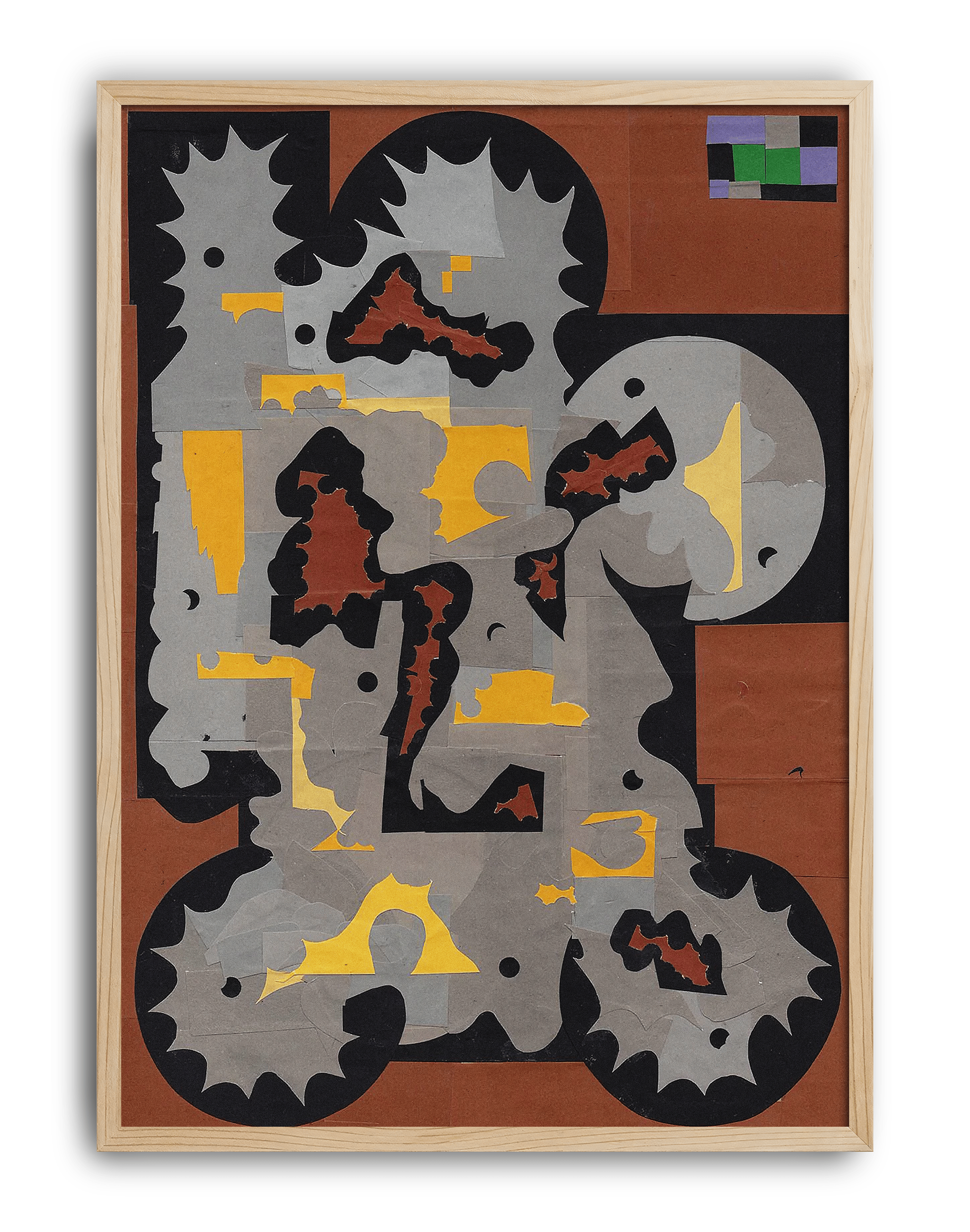 Rust Relic Modern Duvar Tablosu – Kahve Gri Abstract Kolaj Poster