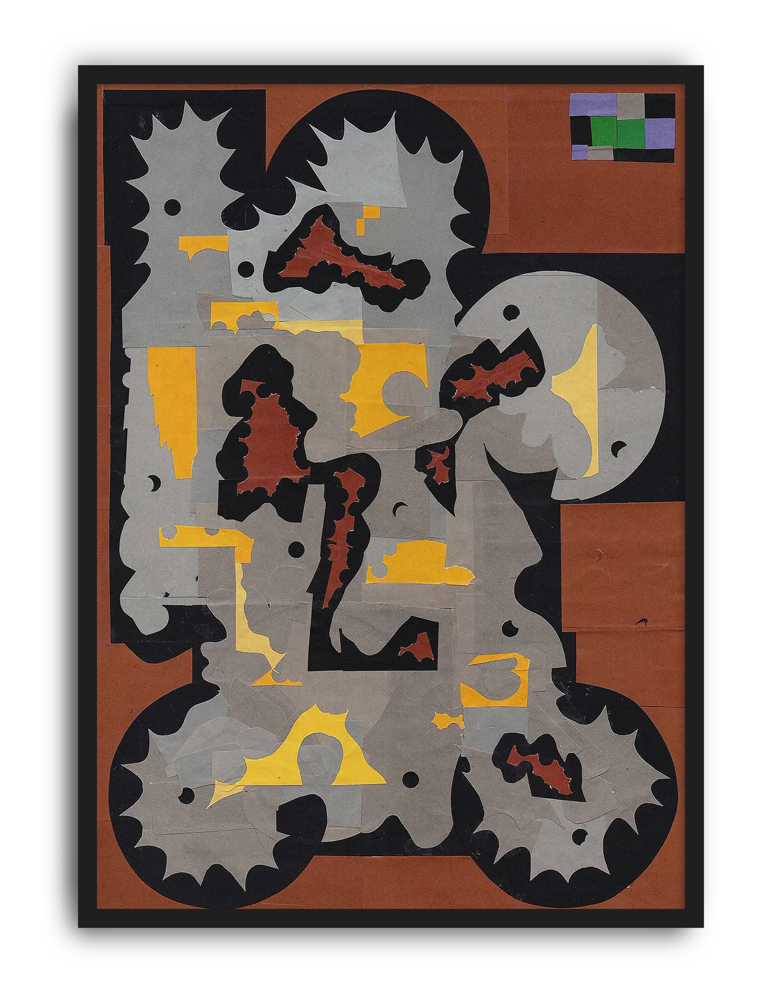 Rust Relic Modern Duvar Tablosu – Kahve Gri Abstract Kolaj Poster
