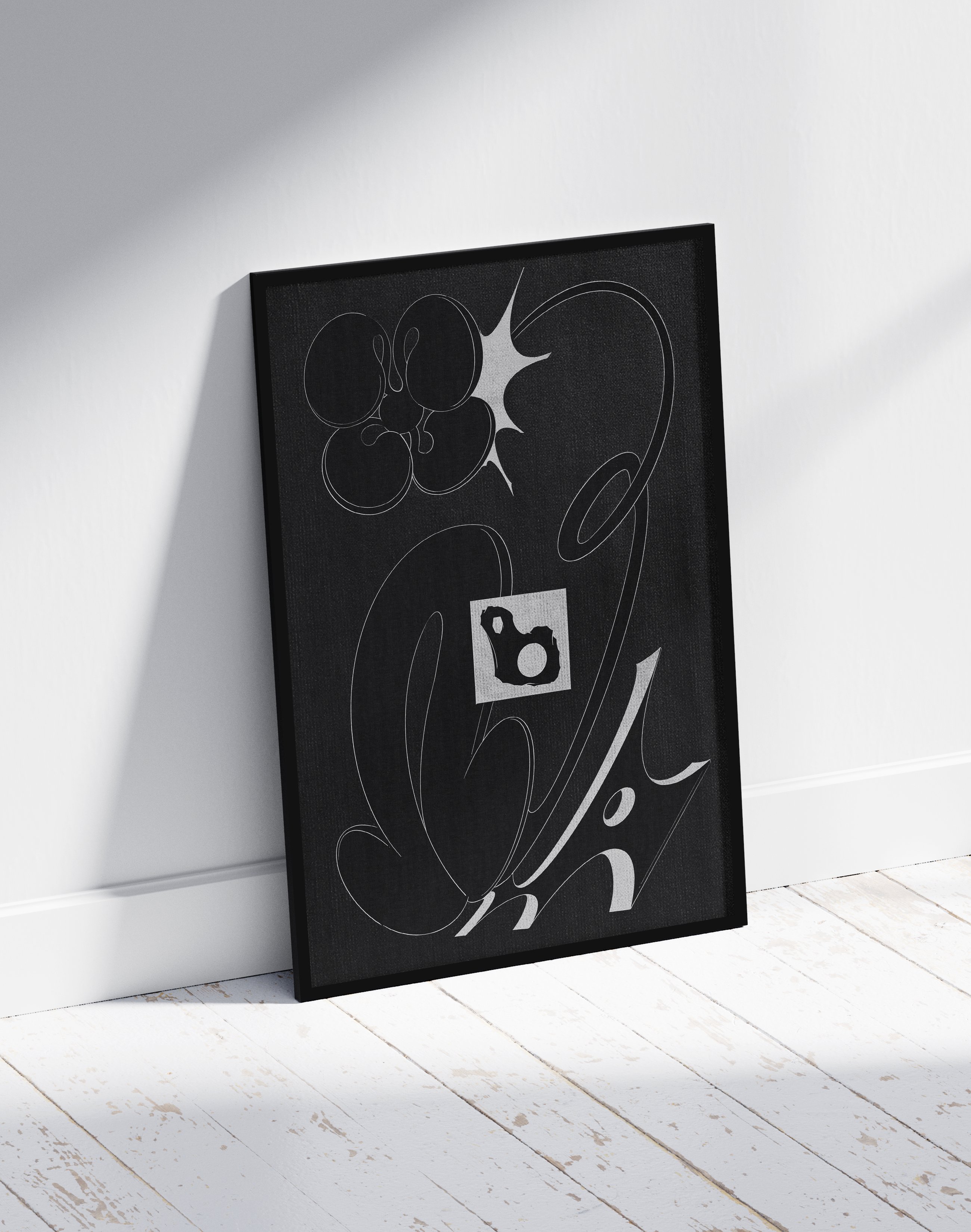 Shadow Lines Modern Duvar Tablosu – Siyah Gri Soyut Çizgi Poster