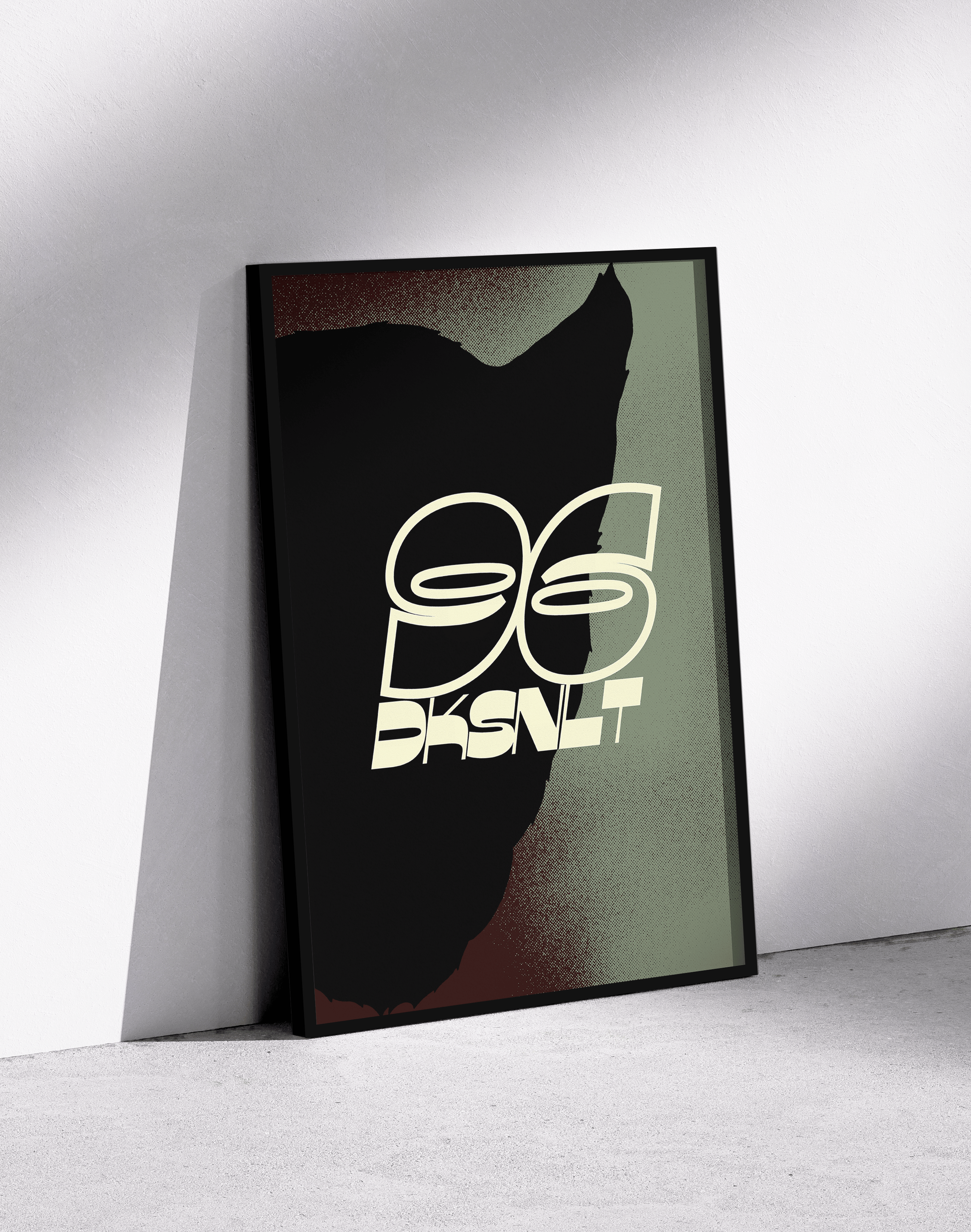 Shadow Signal Modern Duvar Tablosu – Siyah Yeşil Grafik Poster