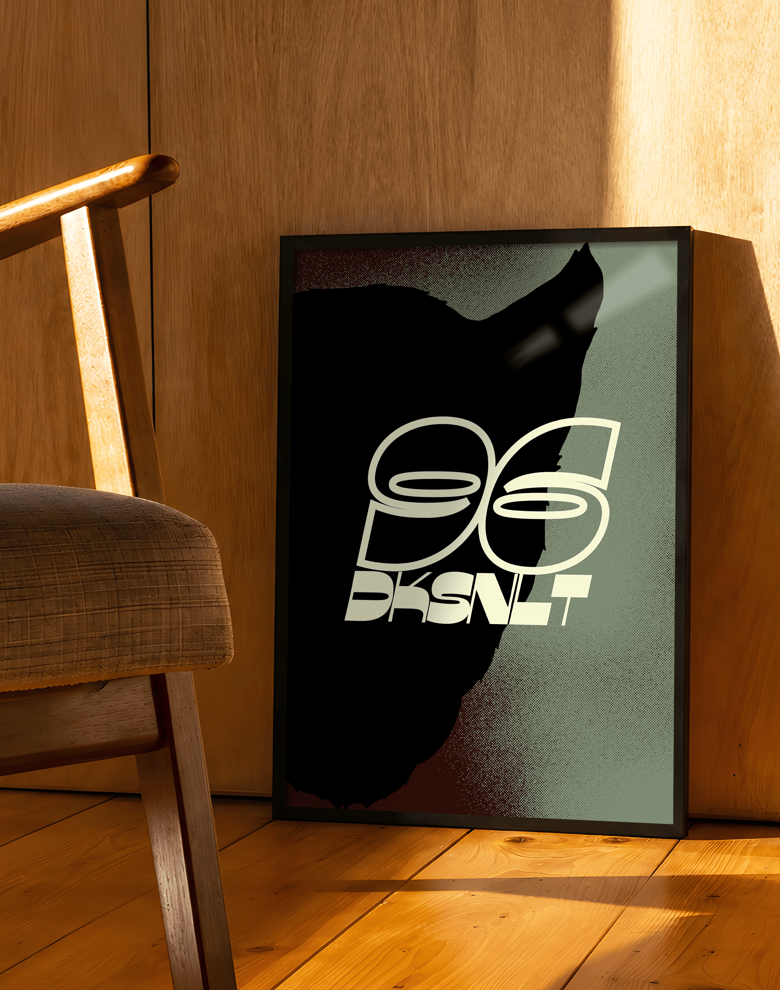 Shadow Signal Modern Duvar Tablosu – Siyah Yeşil Grafik Poster