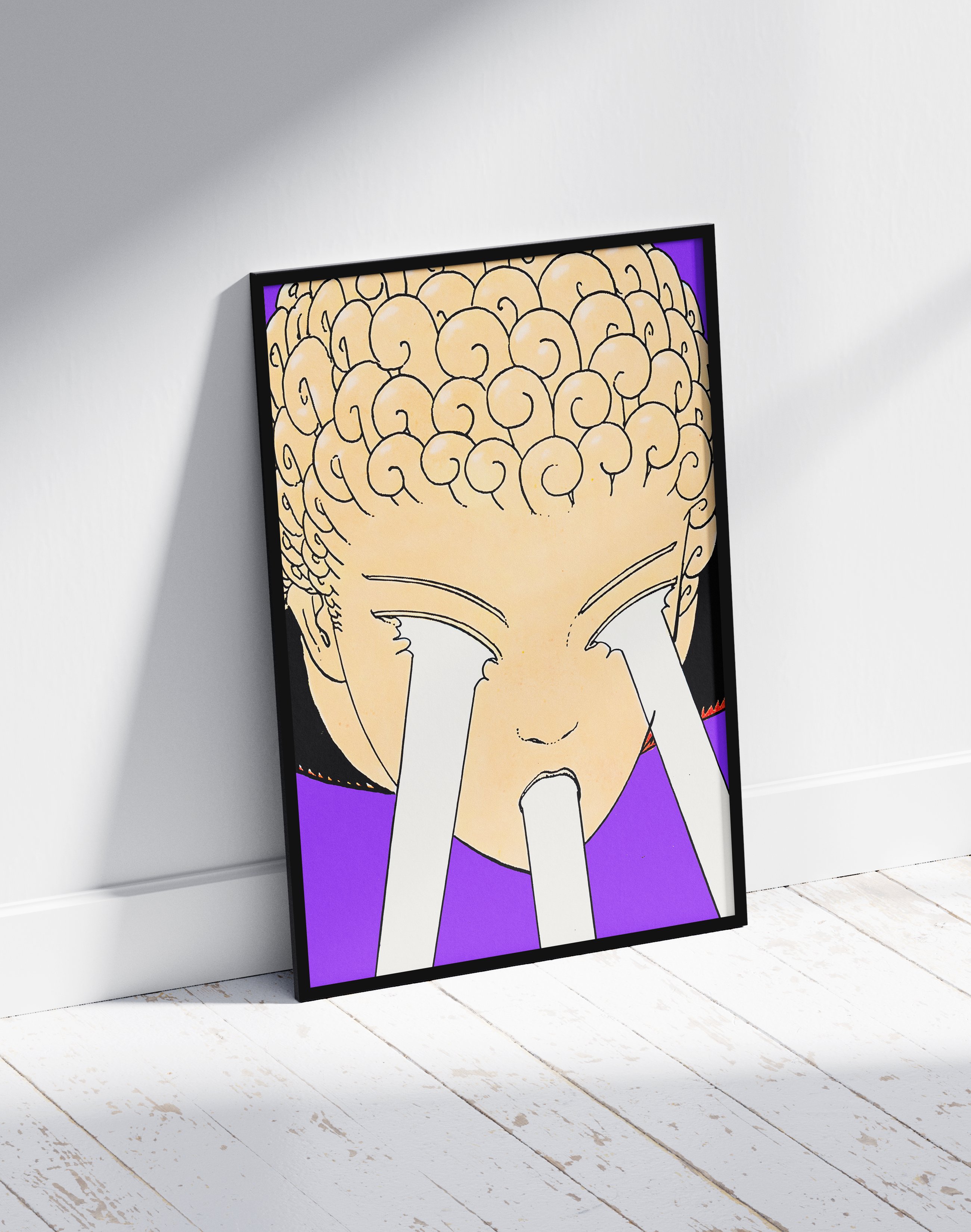 Silent Tears Modern Duvar Tablosu – Mor Figüratif İllüstrasyon Poster