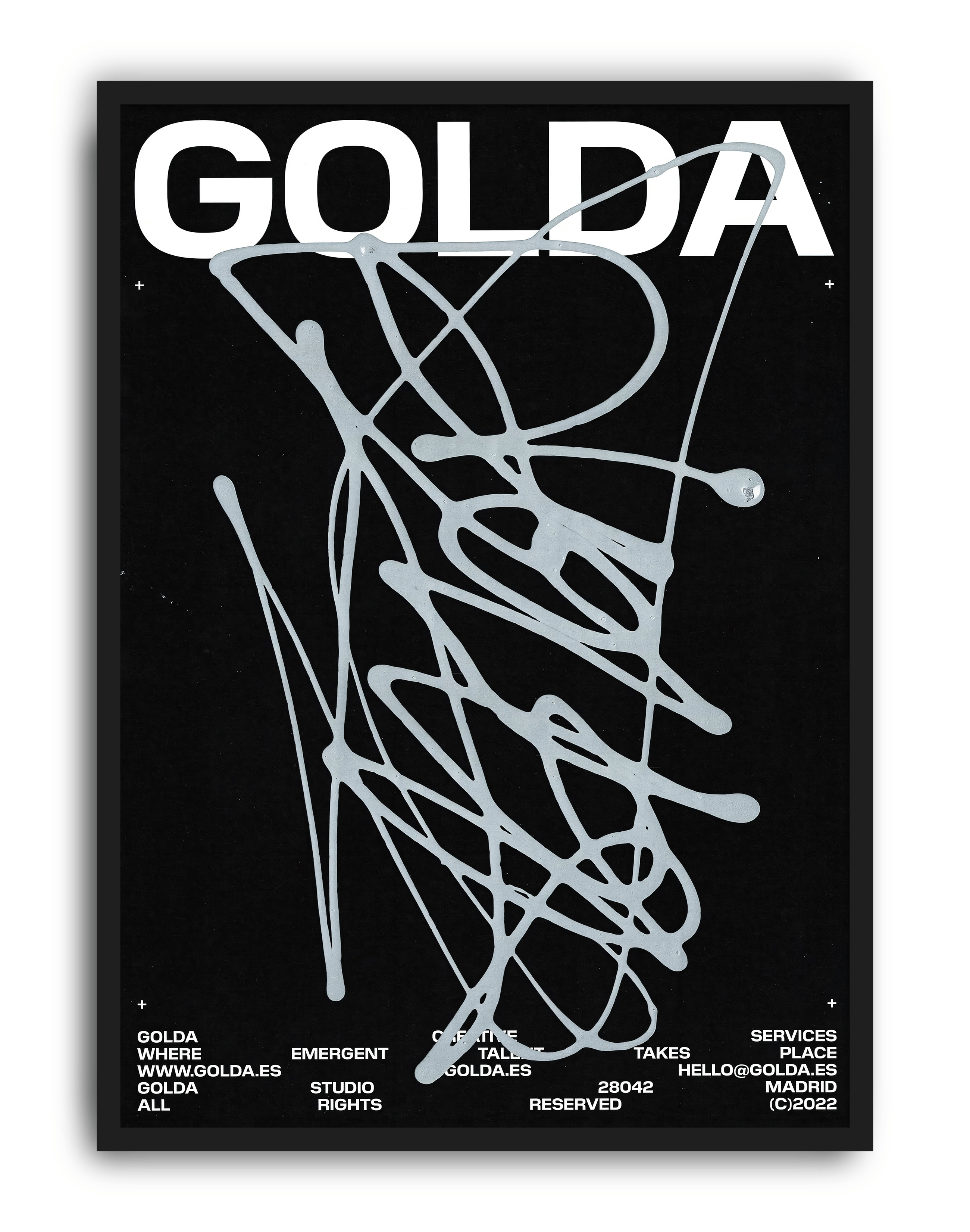 Silver Trace Modern Duvar Tablosu – Siyah Beyaz Deneysel Tipografik Poster