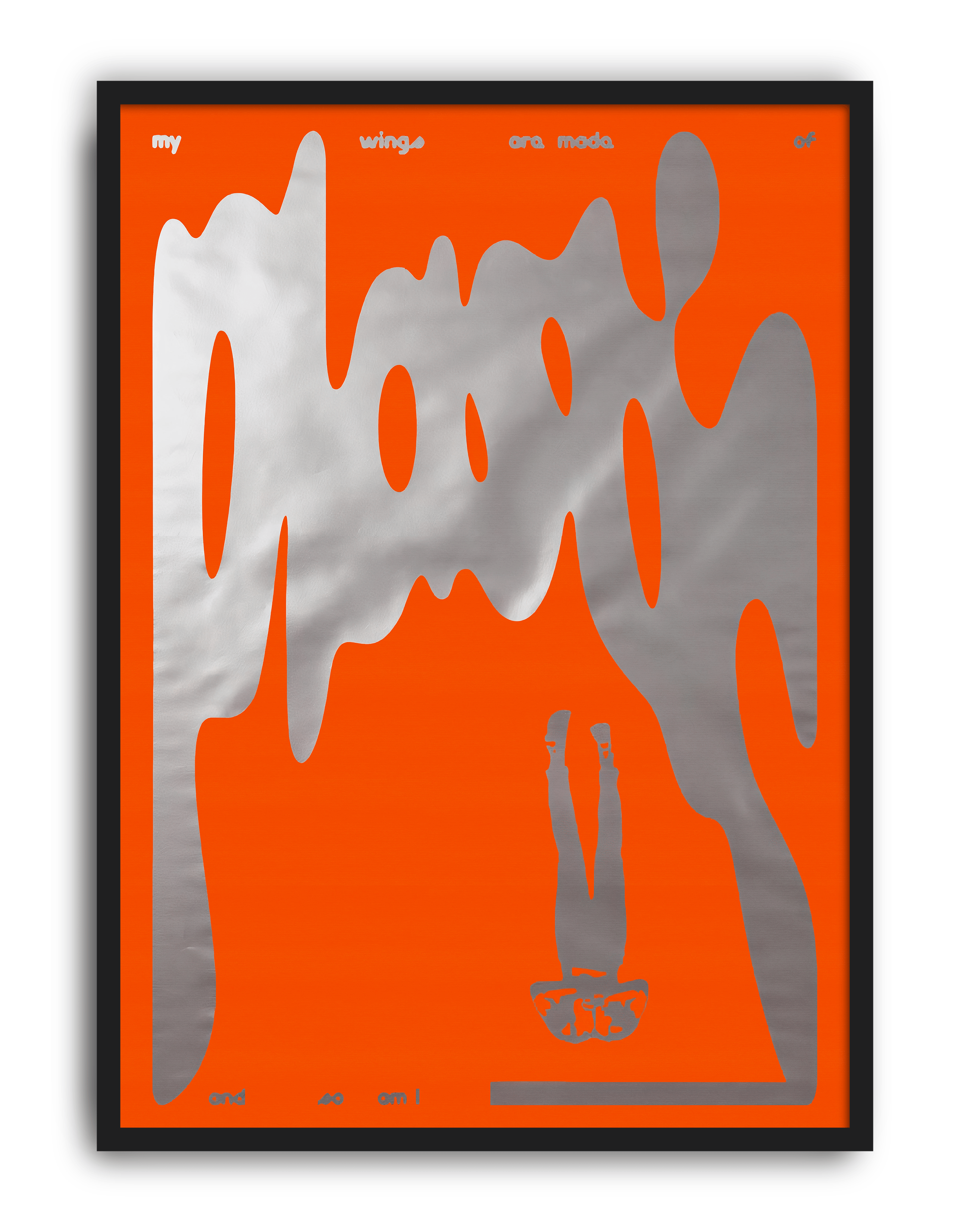 Silver Wings Modern Duvar Tablosu – Turuncu Gümüş Abstract Poster