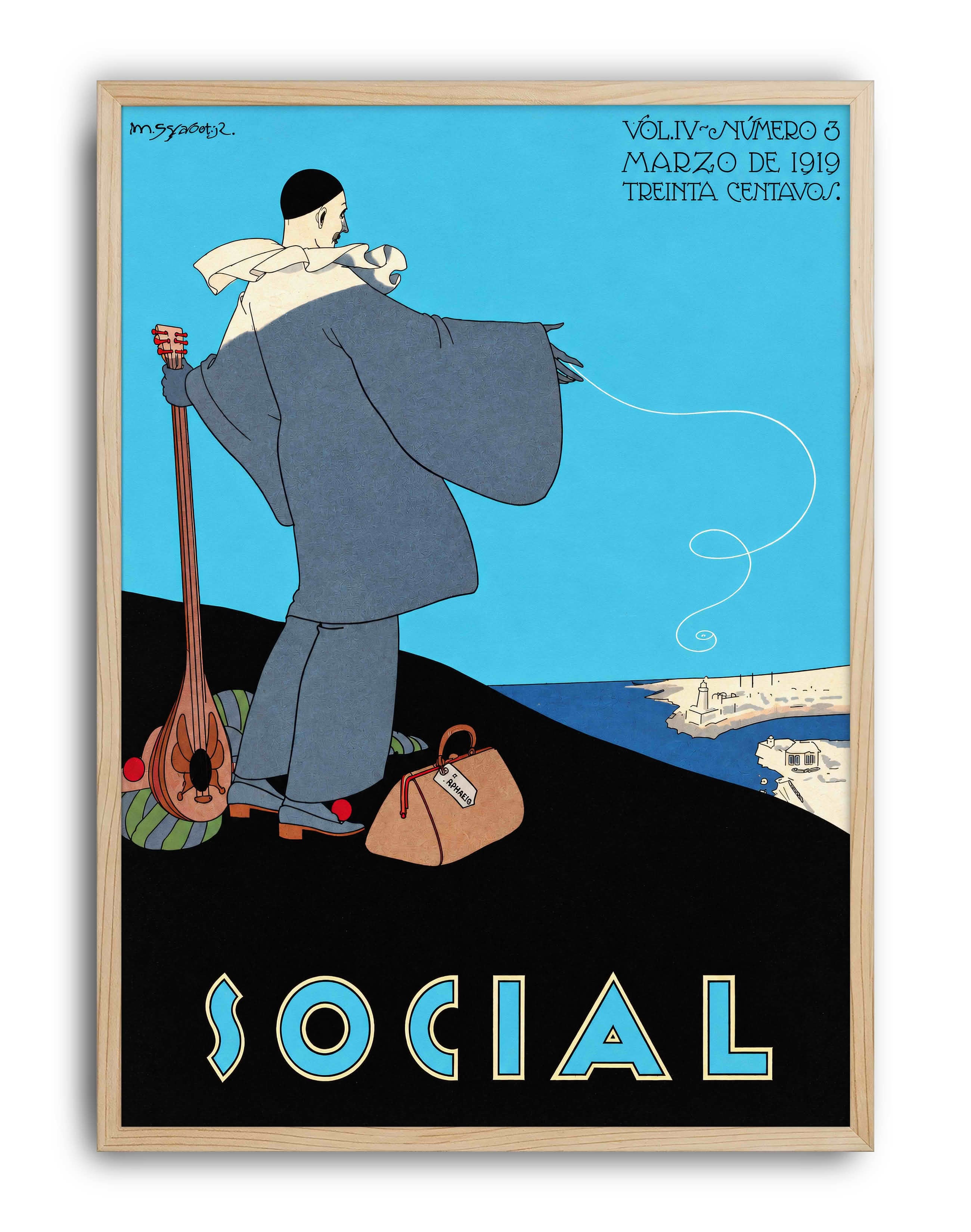 Social Magazine (1919) – Conrado Walter Massaguer Küba Art Deco Dergi  Kapağı Posteri