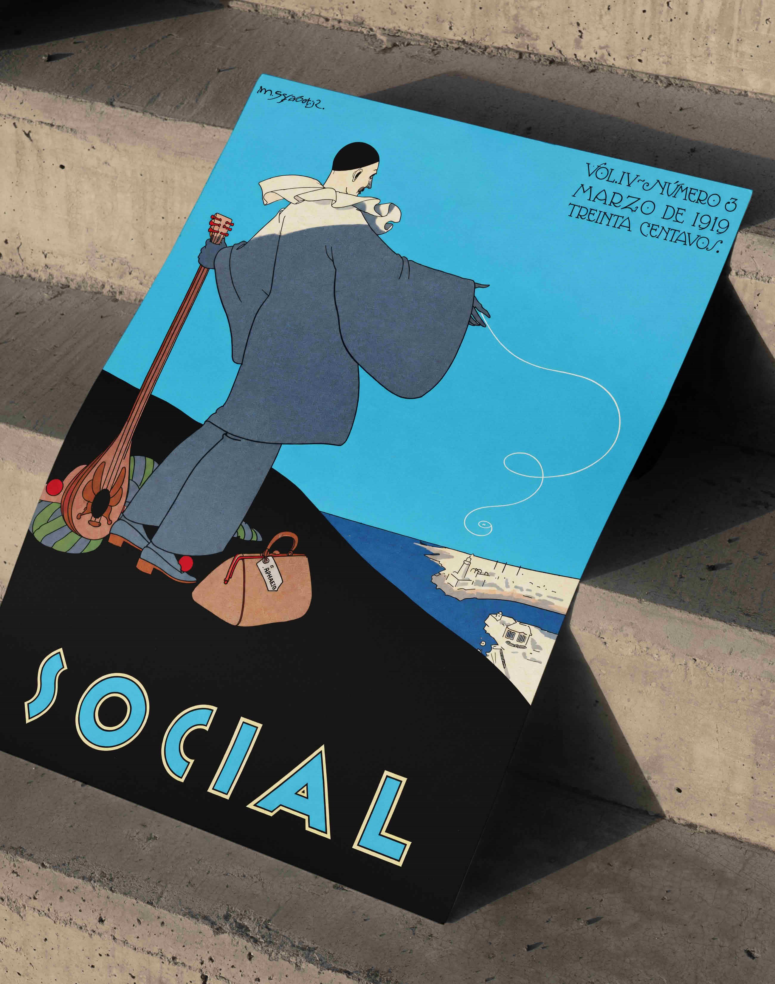 Social Magazine (1919) – Conrado Walter Massaguer Küba Art Deco Dergi  Kapağı Posteri