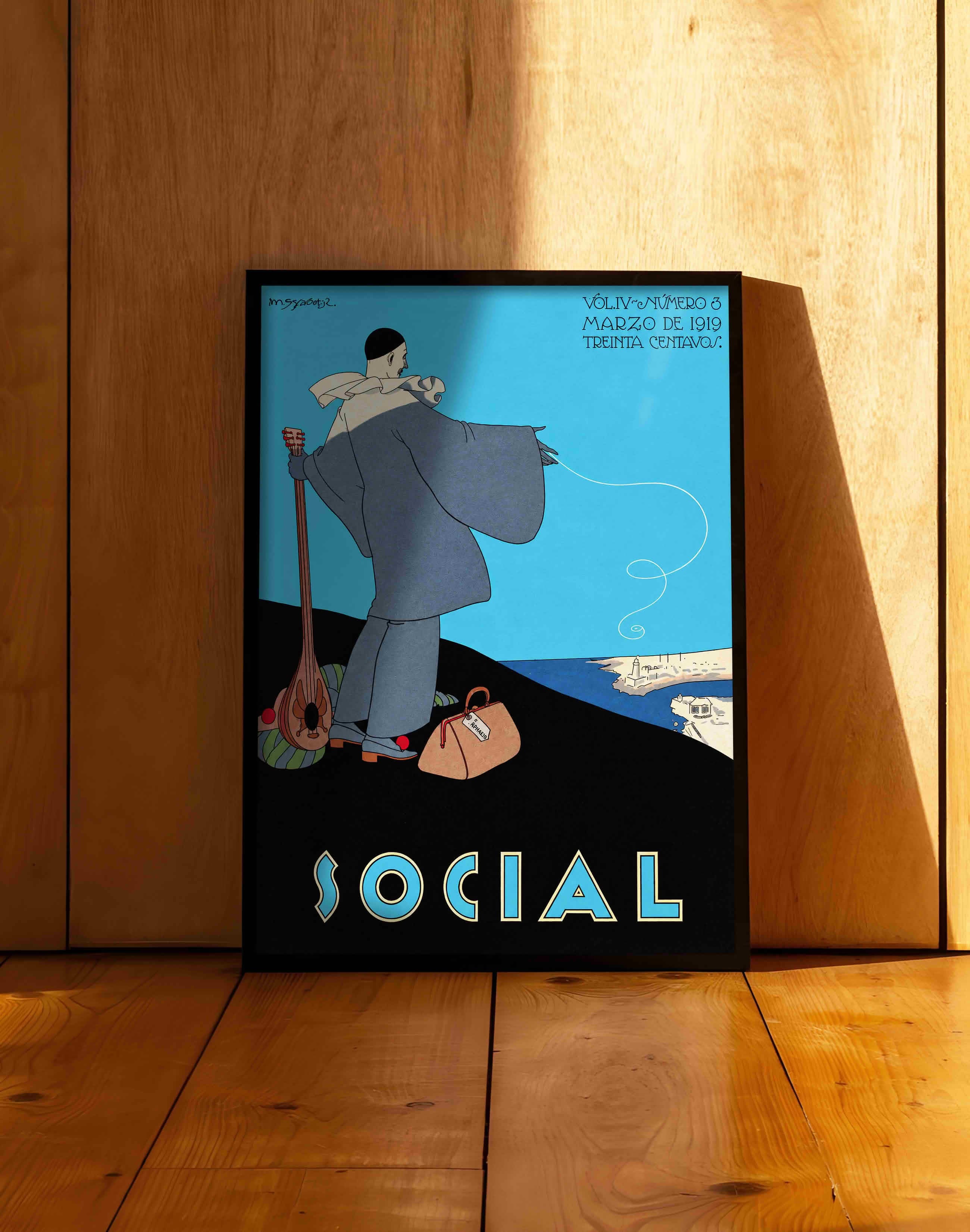 Social Magazine (1919) – Conrado Walter Massaguer Küba Art Deco Dergi  Kapağı Posteri