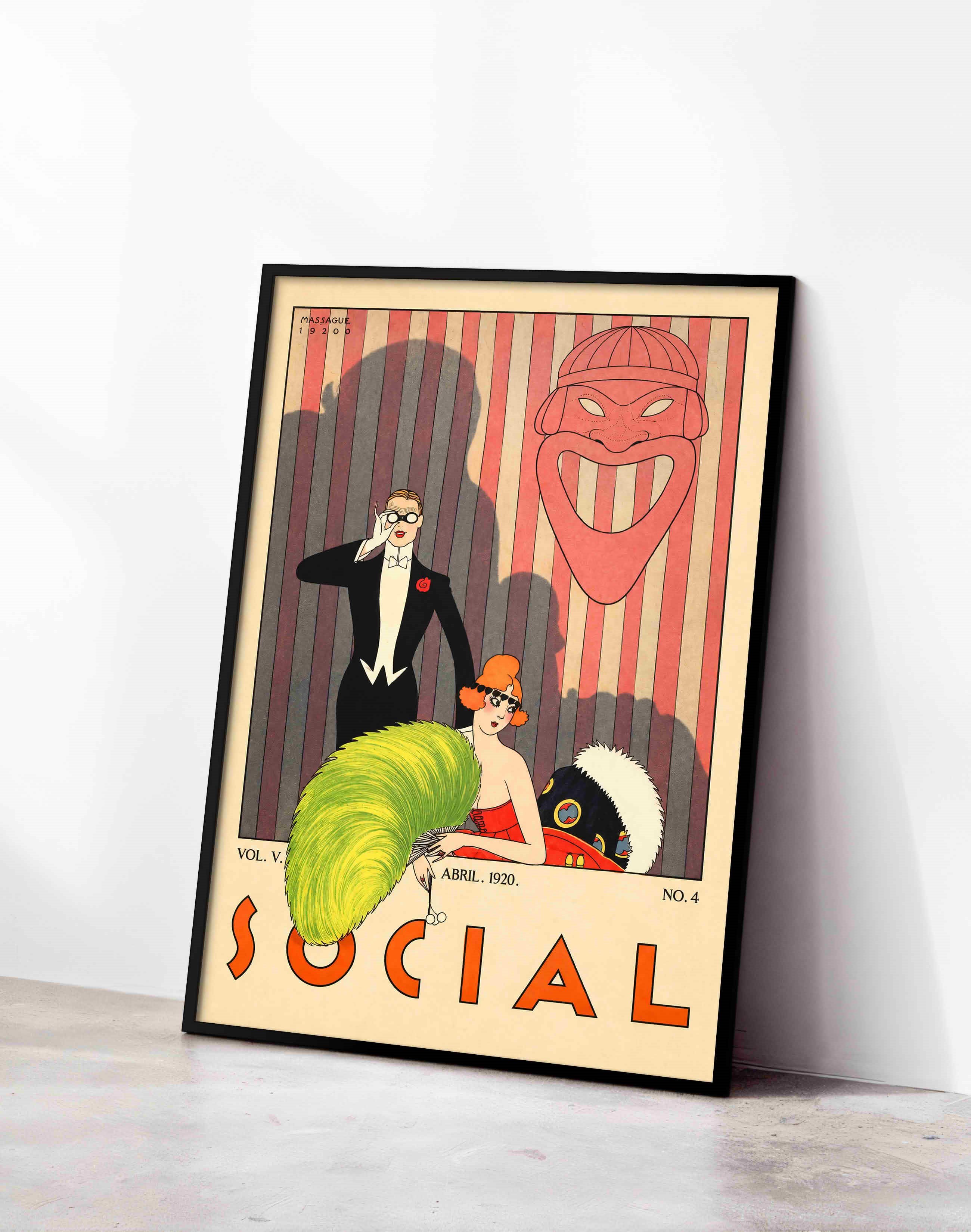 Social Magazine (1920) – Conrado Walter Massaguer Küba Art Deco Dergi Kapağı Posteri