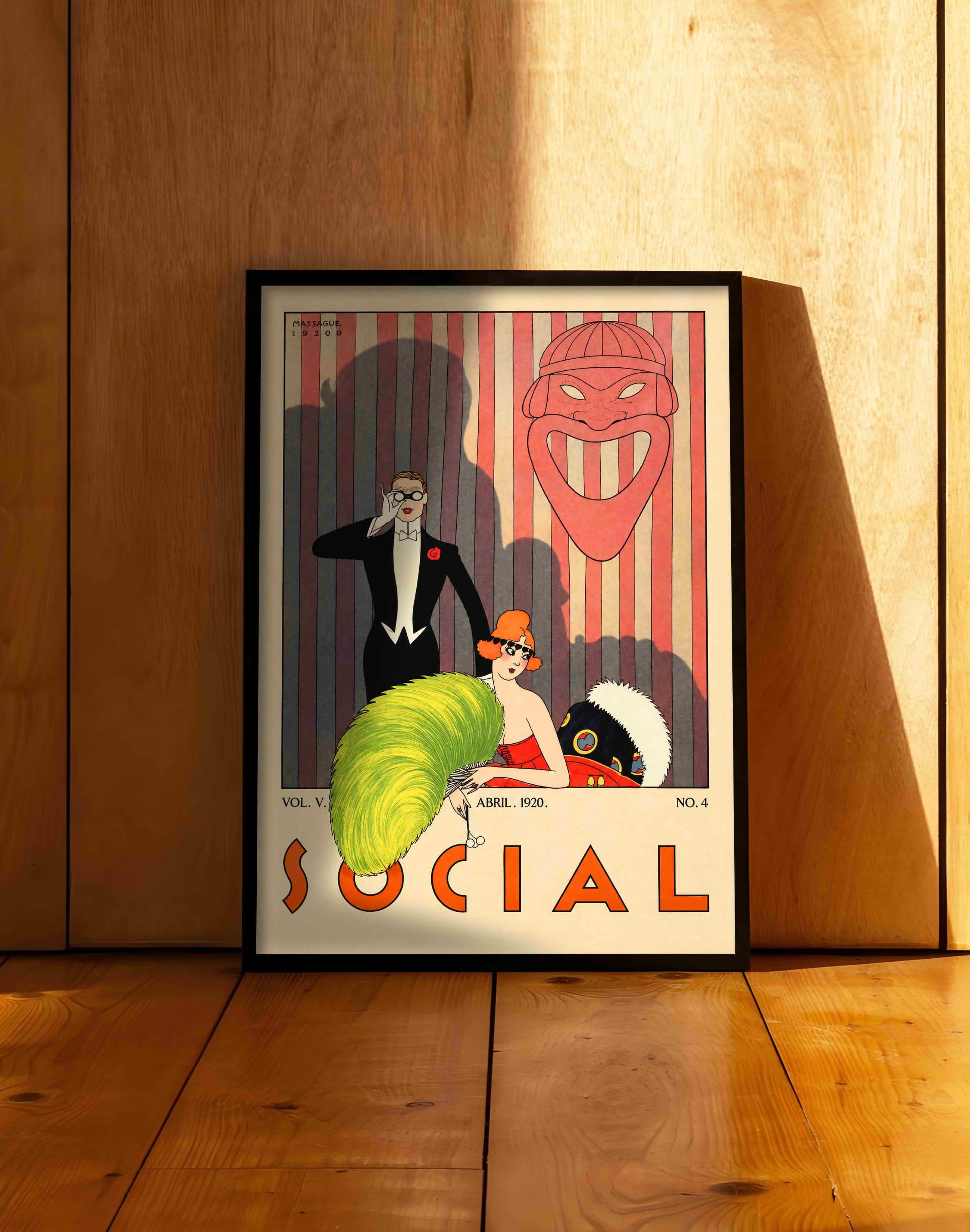 Social Magazine (1920) – Conrado Walter Massaguer Küba Art Deco Dergi Kapağı Posteri