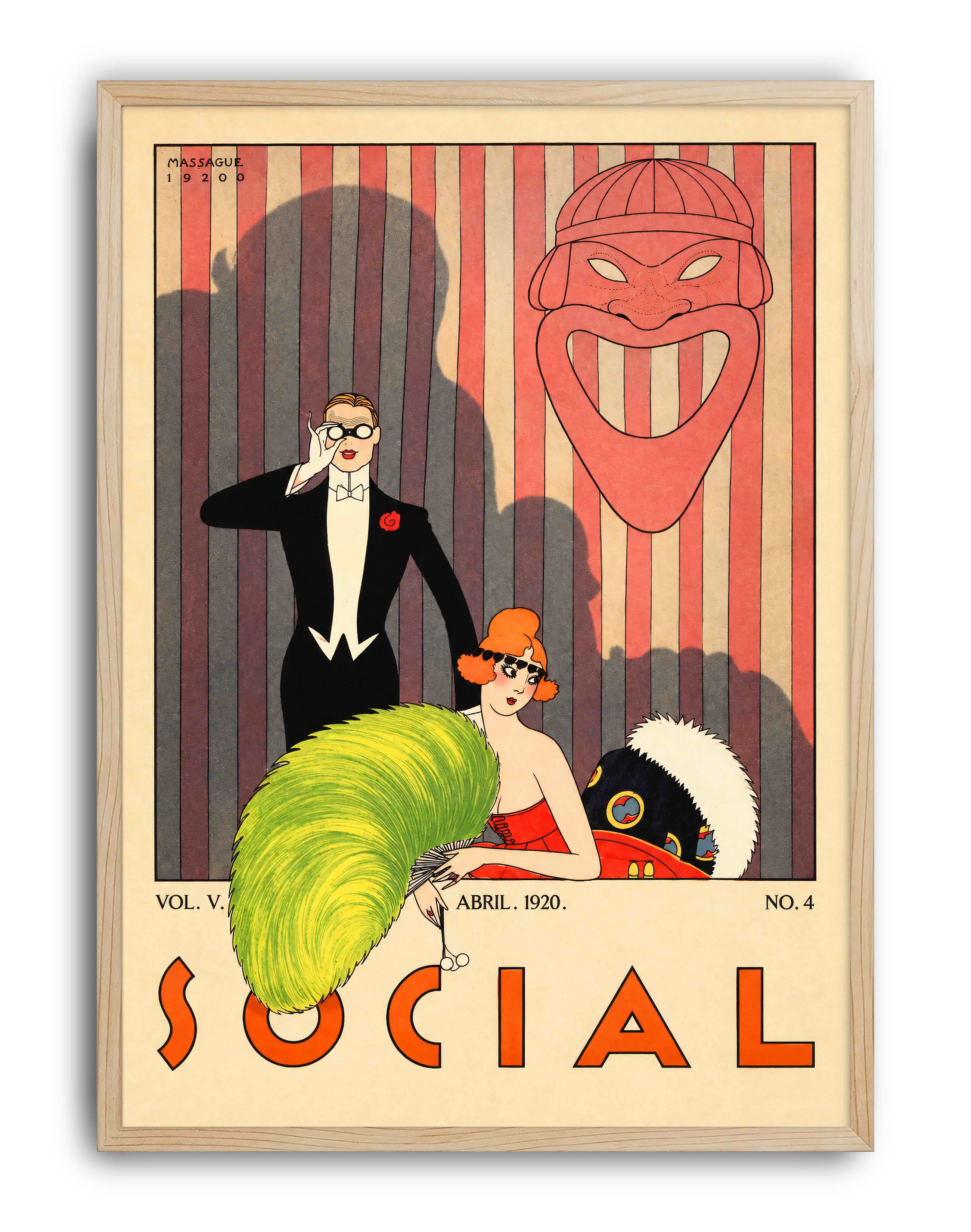 Social Magazine (1920) – Conrado Walter Massaguer Küba Art Deco Dergi Kapağı Posteri