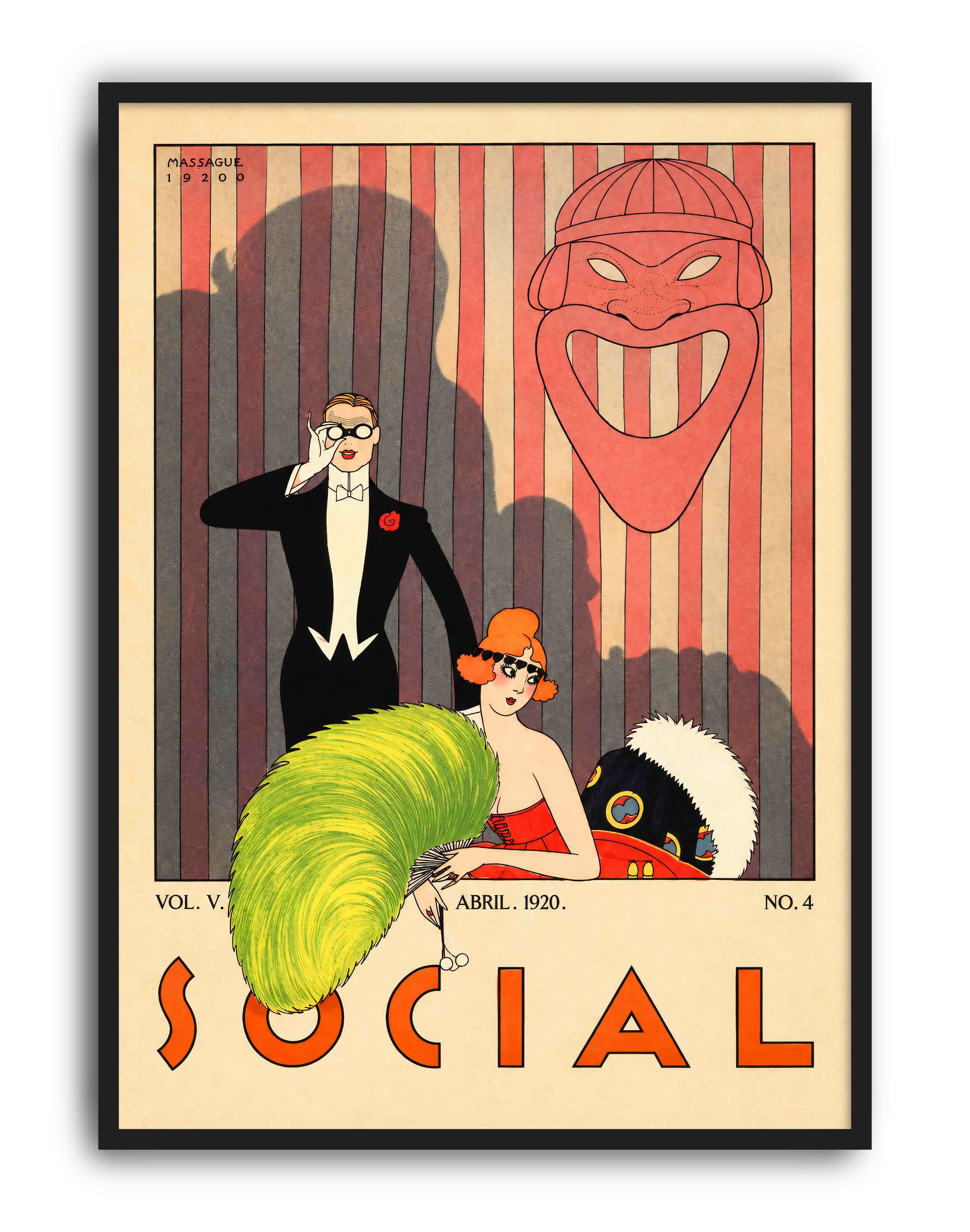 Social Magazine (1920) – Conrado Walter Massaguer Küba Art Deco Dergi Kapağı Posteri