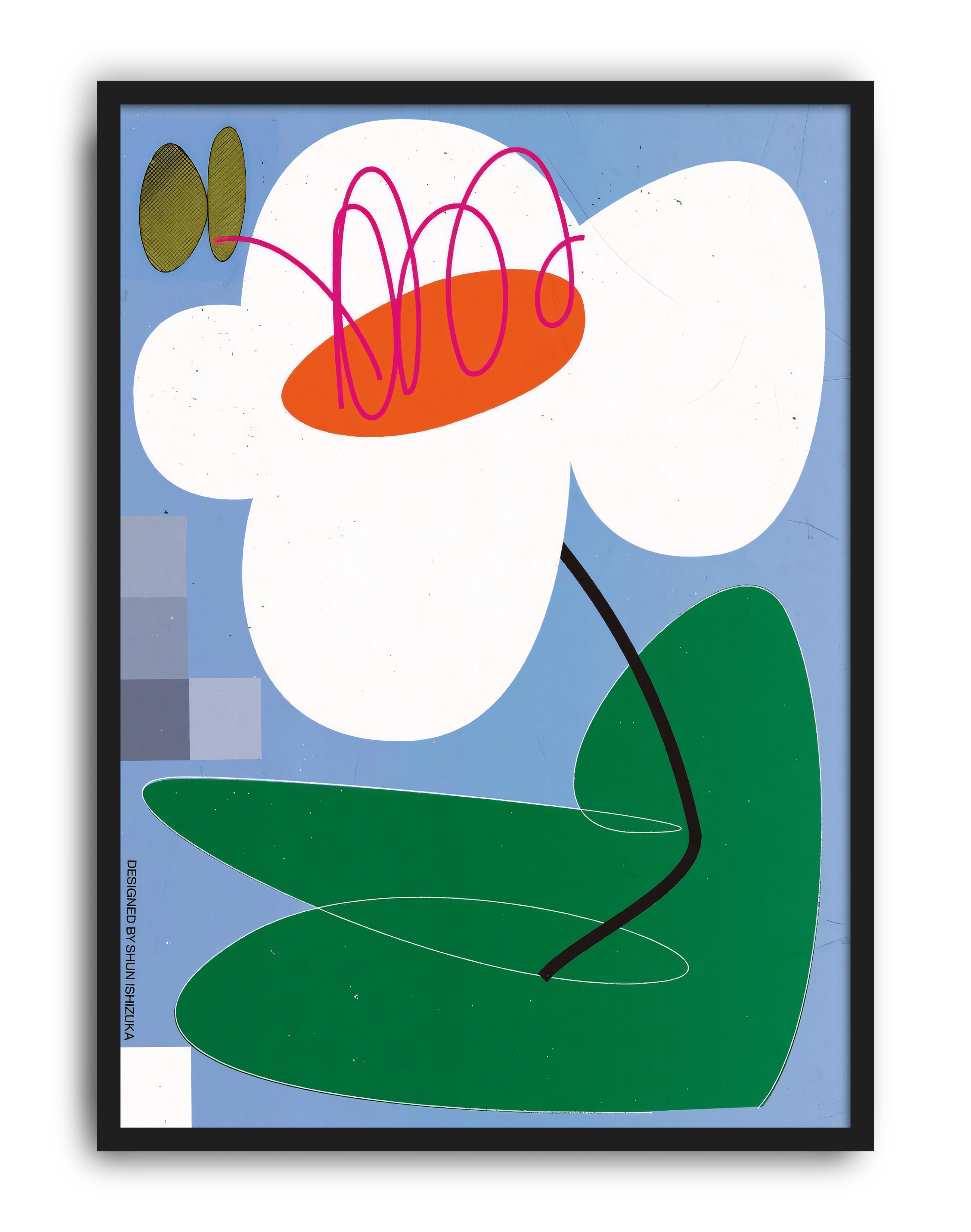 Soft Bloom Modern Duvar Tablosu – Mavi Yeşil Abstract Çiçek Poster