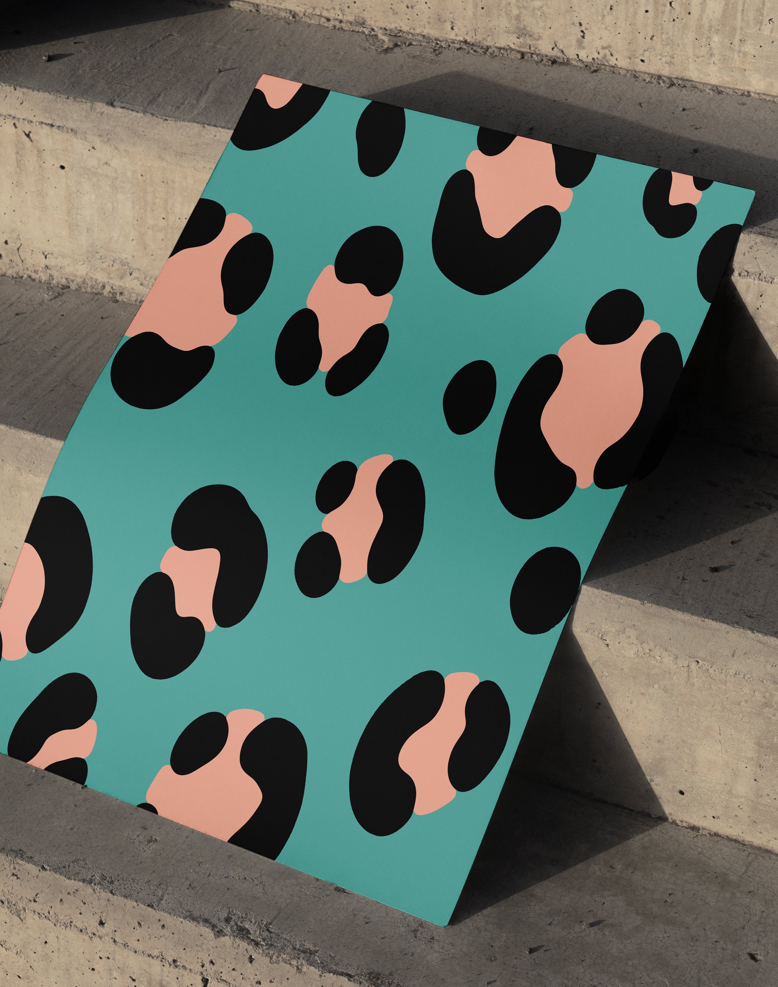 Soft Leopard Modern Duvar Tablosu – Turkuaz Siyah Desenli Poster