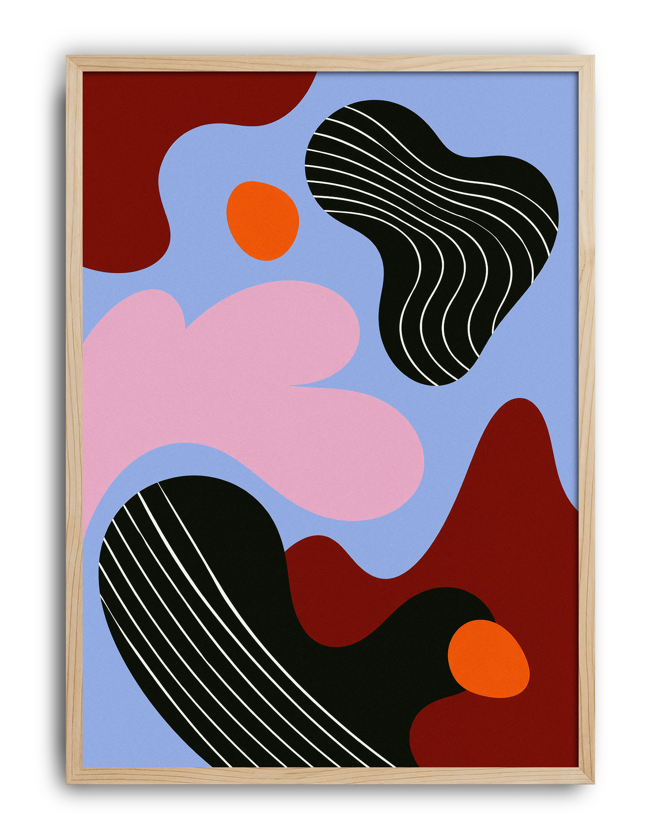 Soft Orbit Modern Duvar Tablosu – Mavi Pembe Abstract Poster