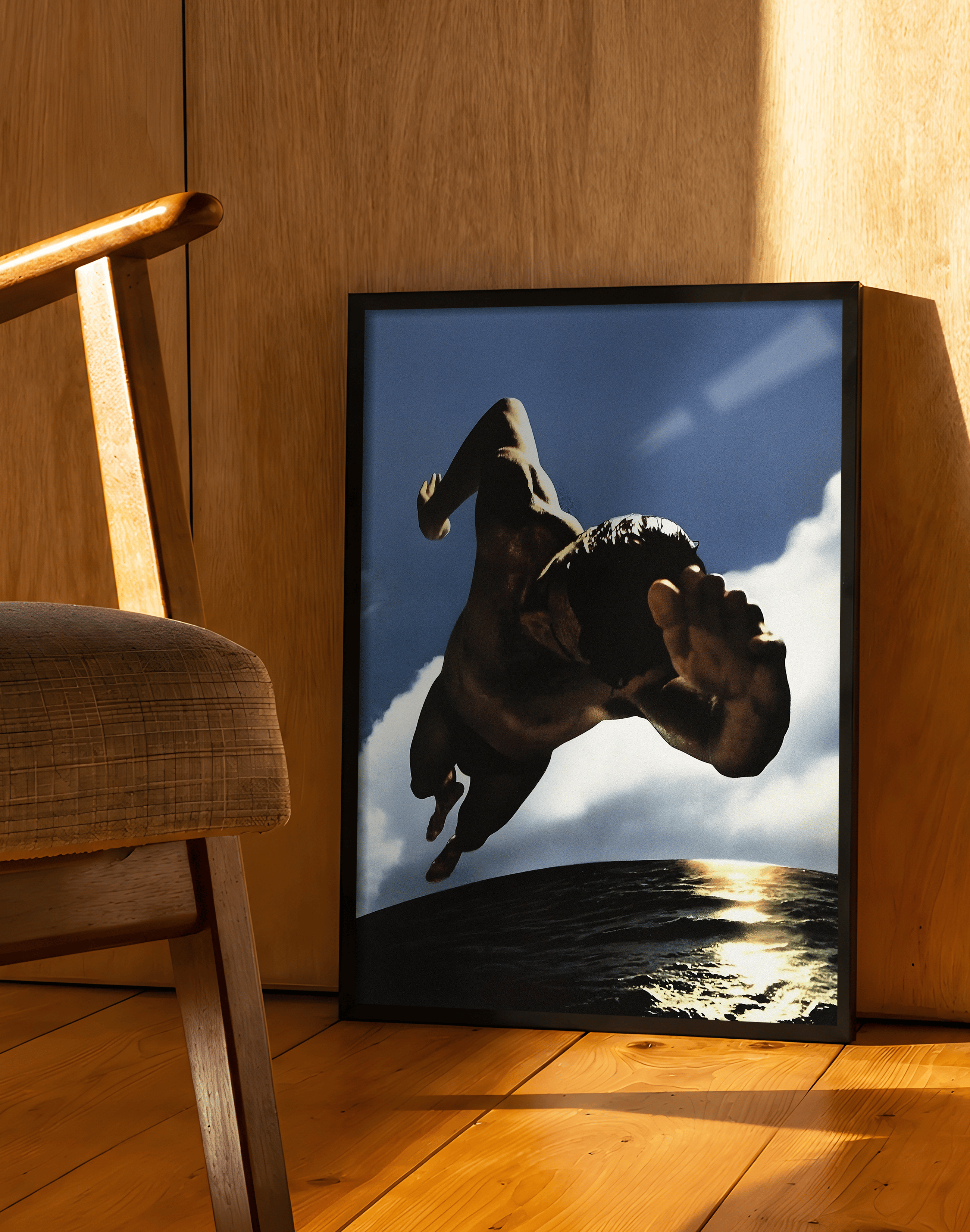 Solar Dive Modern Duvar Tablosu – Gökyüzü ve Su Dalış Poster