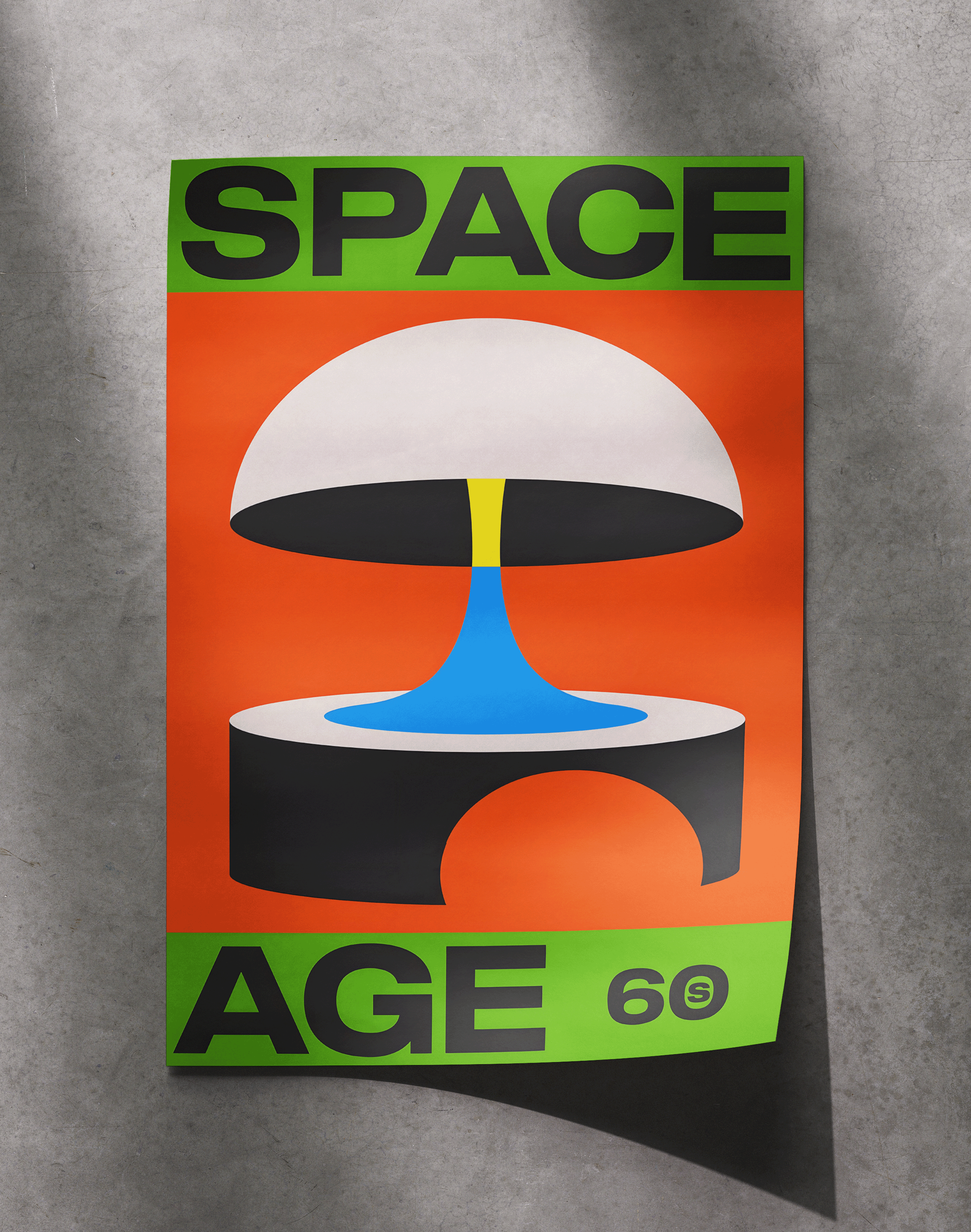 Space Age 60 Modern Duvar Tablosu – Turuncu Yeşil Retro Poster