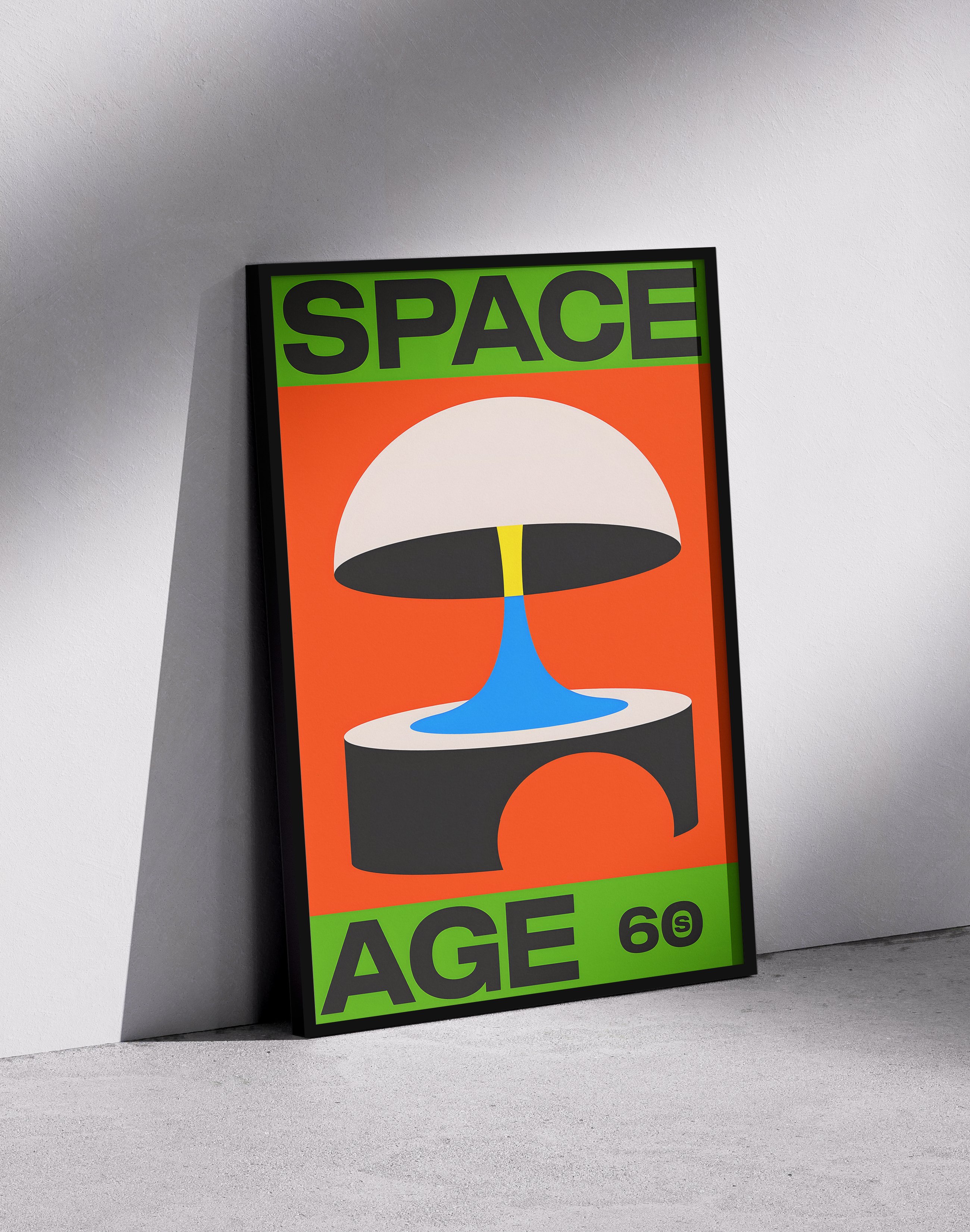 Space Age 60 Modern Duvar Tablosu – Turuncu Yeşil Retro Poster