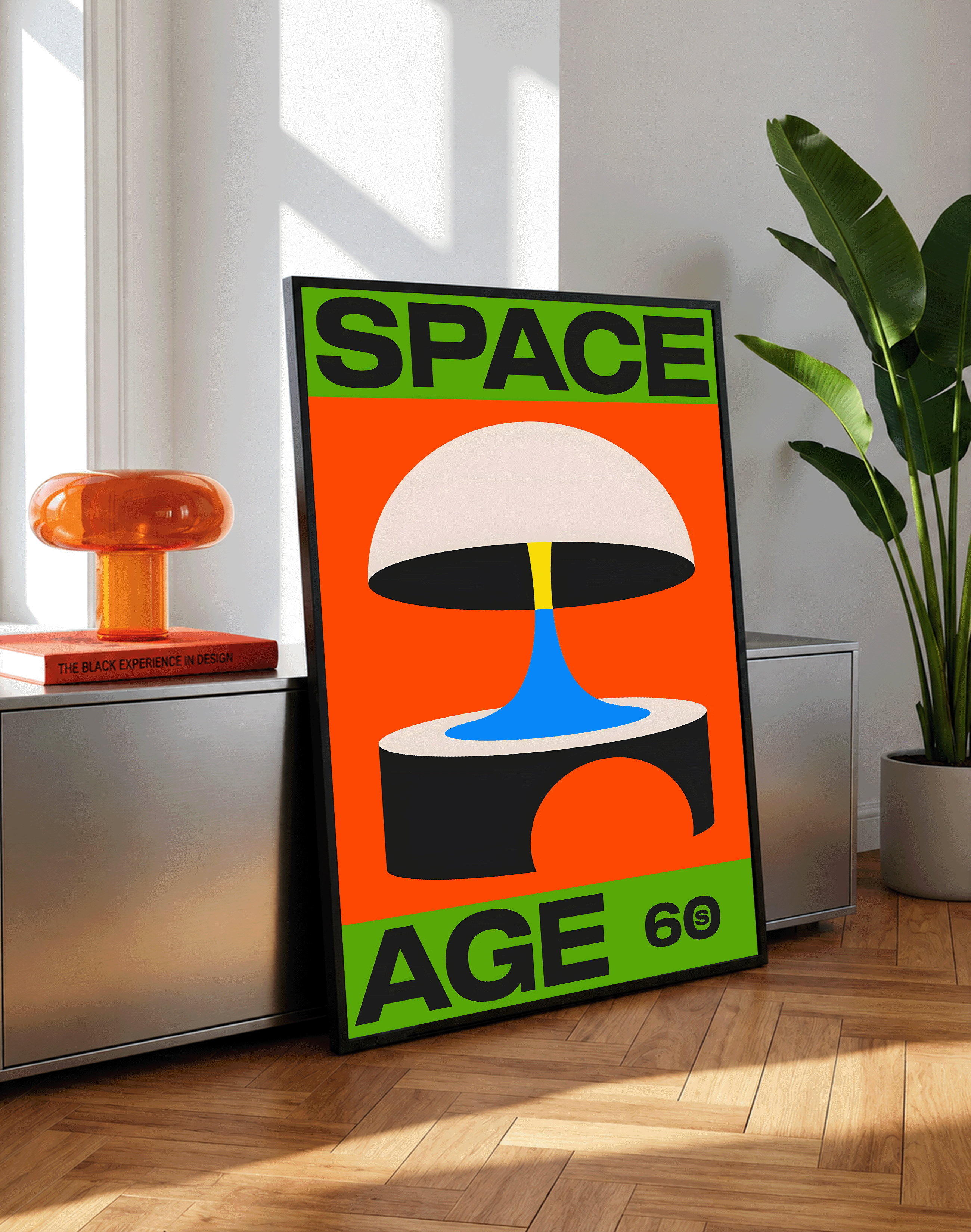 Space Age 60 Modern Duvar Tablosu – Turuncu Yeşil Retro Poster
