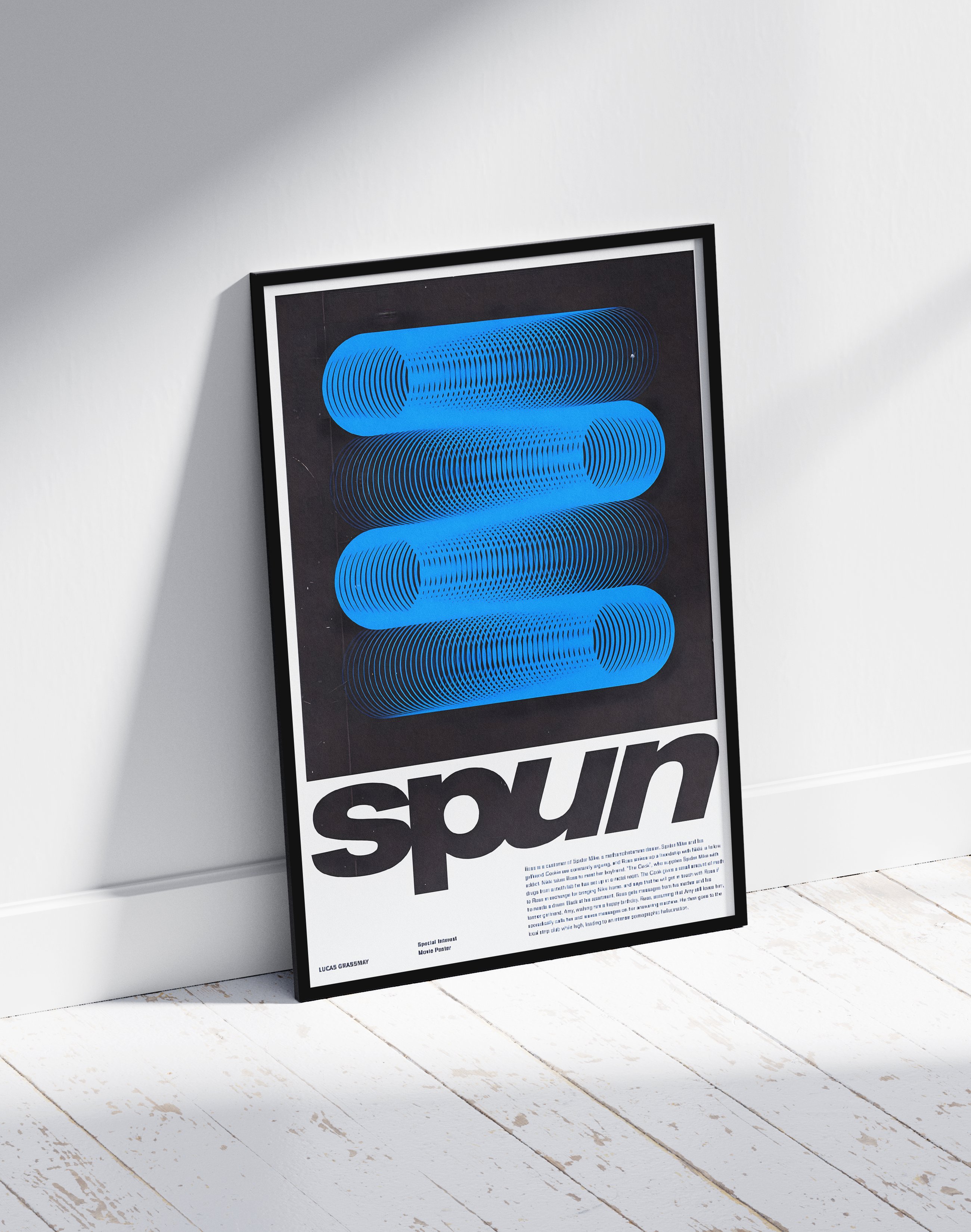 Spin Wave Modern Duvar Tablosu – Mavi Siyah Optik Abstract Poster