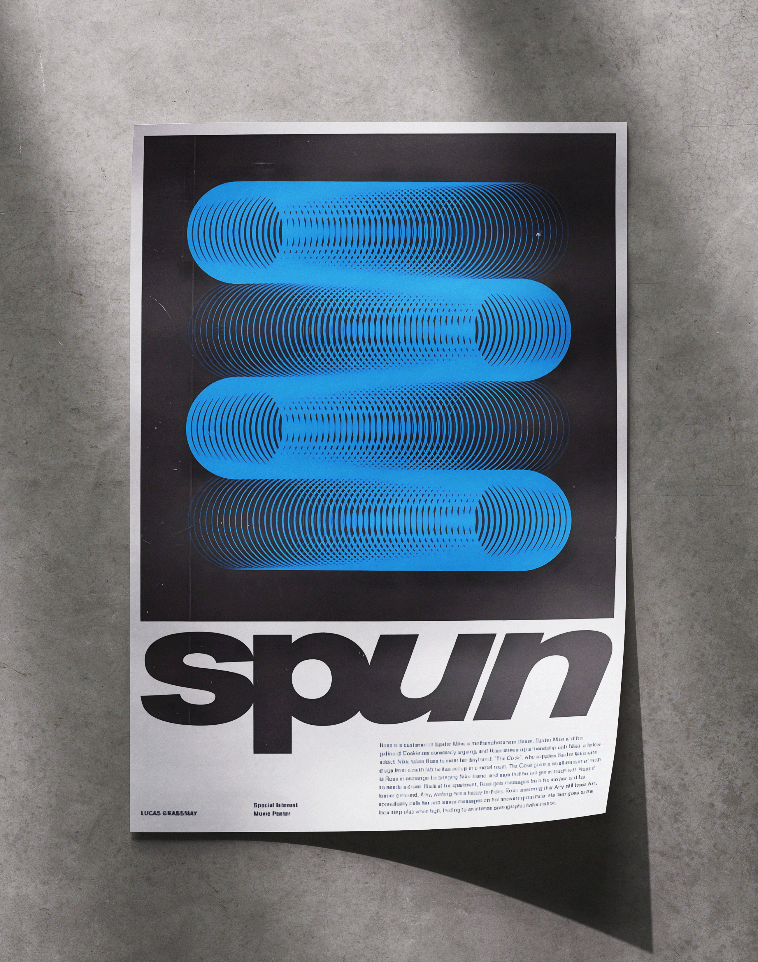 Spin Wave Modern Duvar Tablosu – Mavi Siyah Optik Abstract Poster