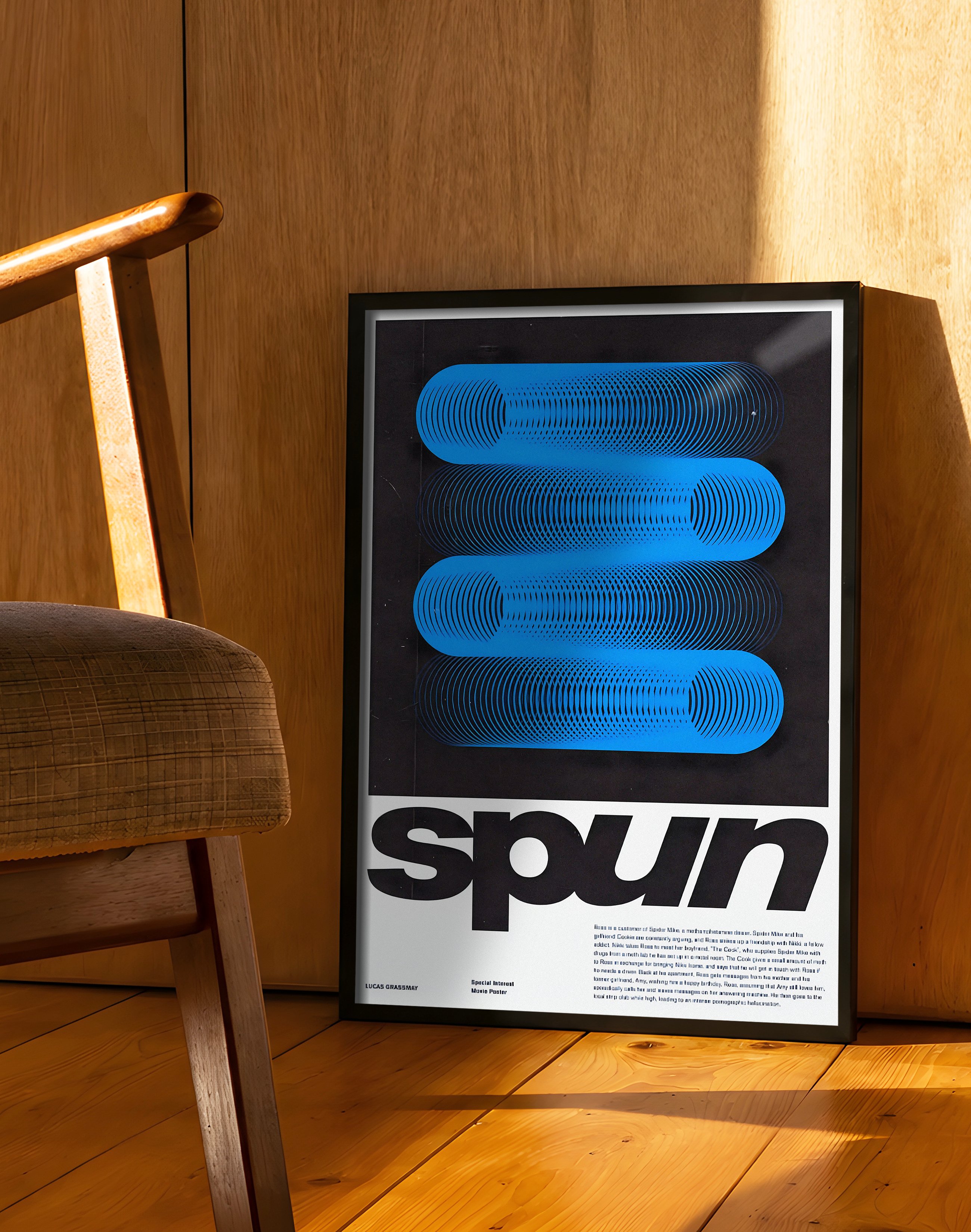 Spin Wave Modern Duvar Tablosu – Mavi Siyah Optik Abstract Poster