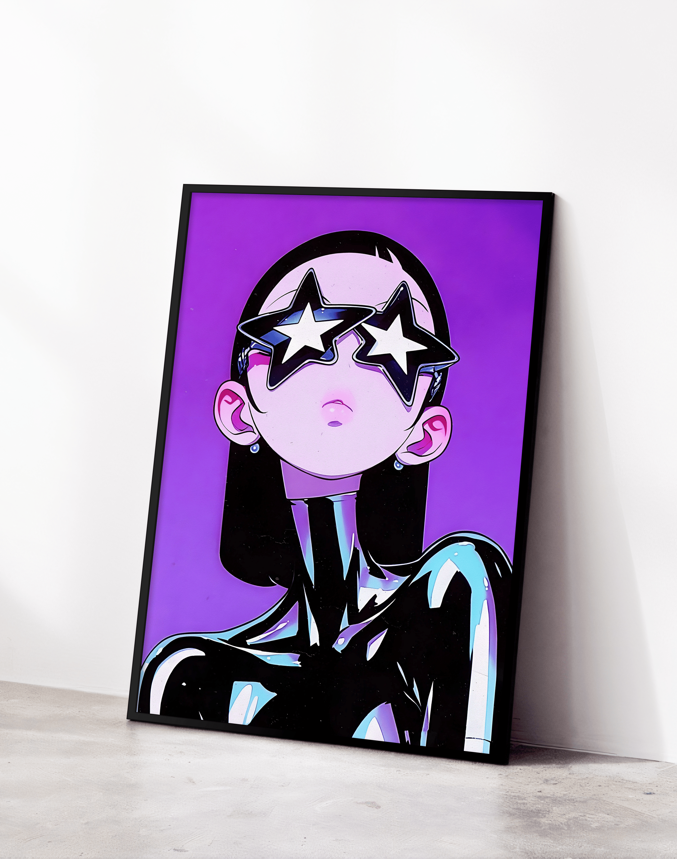 Star Gaze Modern Duvar Tablosu – Mor Anime Figüratif Poster