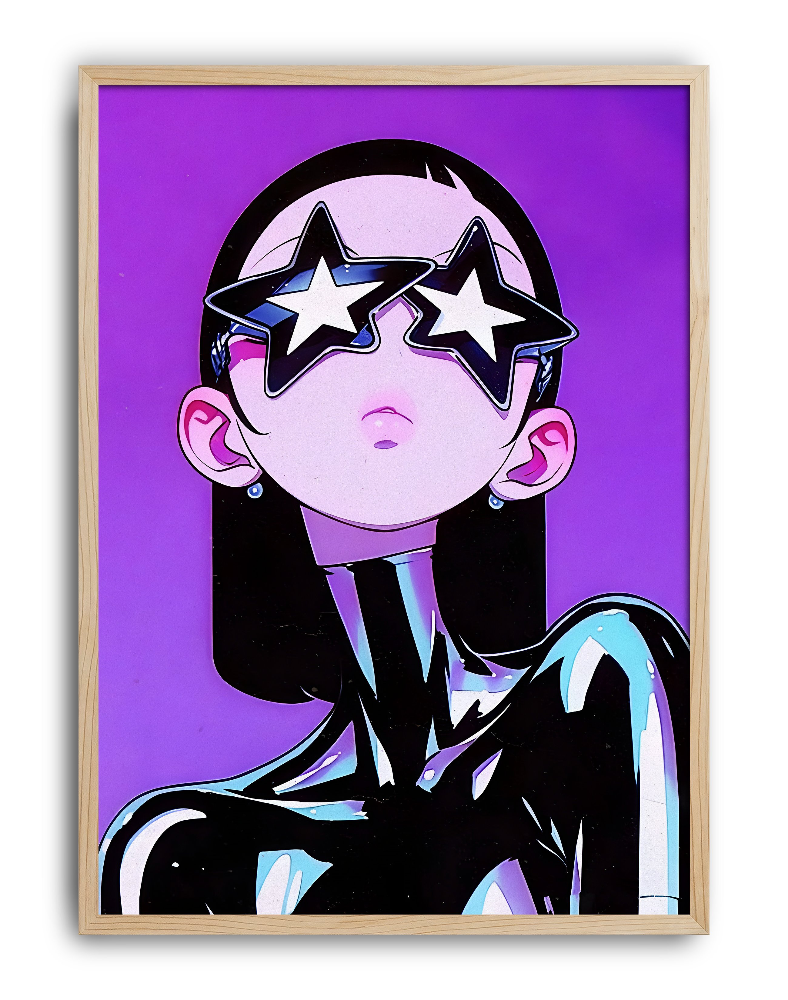 Star Gaze Modern Duvar Tablosu – Mor Anime Figüratif Poster