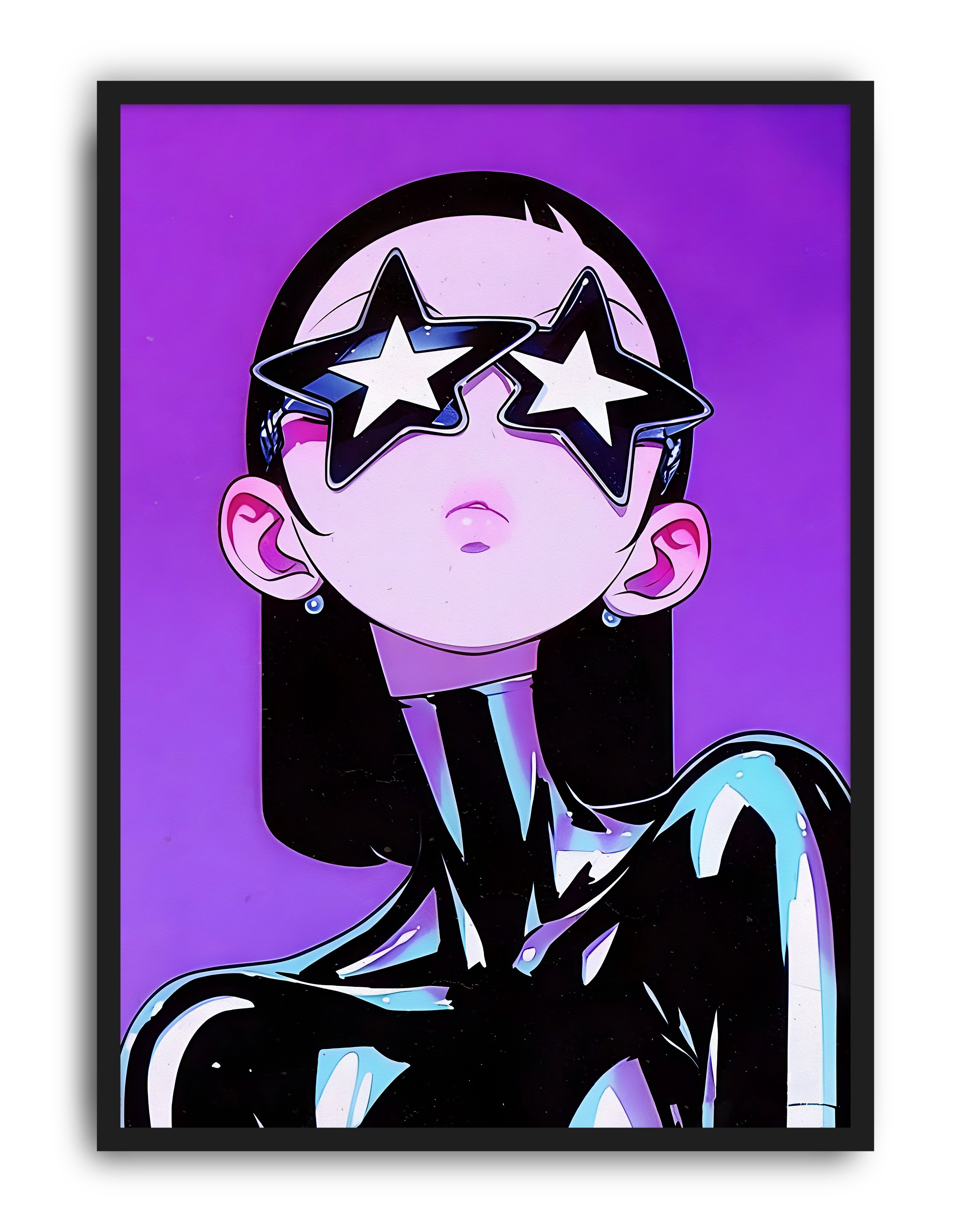 Star Gaze Modern Duvar Tablosu – Mor Anime Figüratif Poster