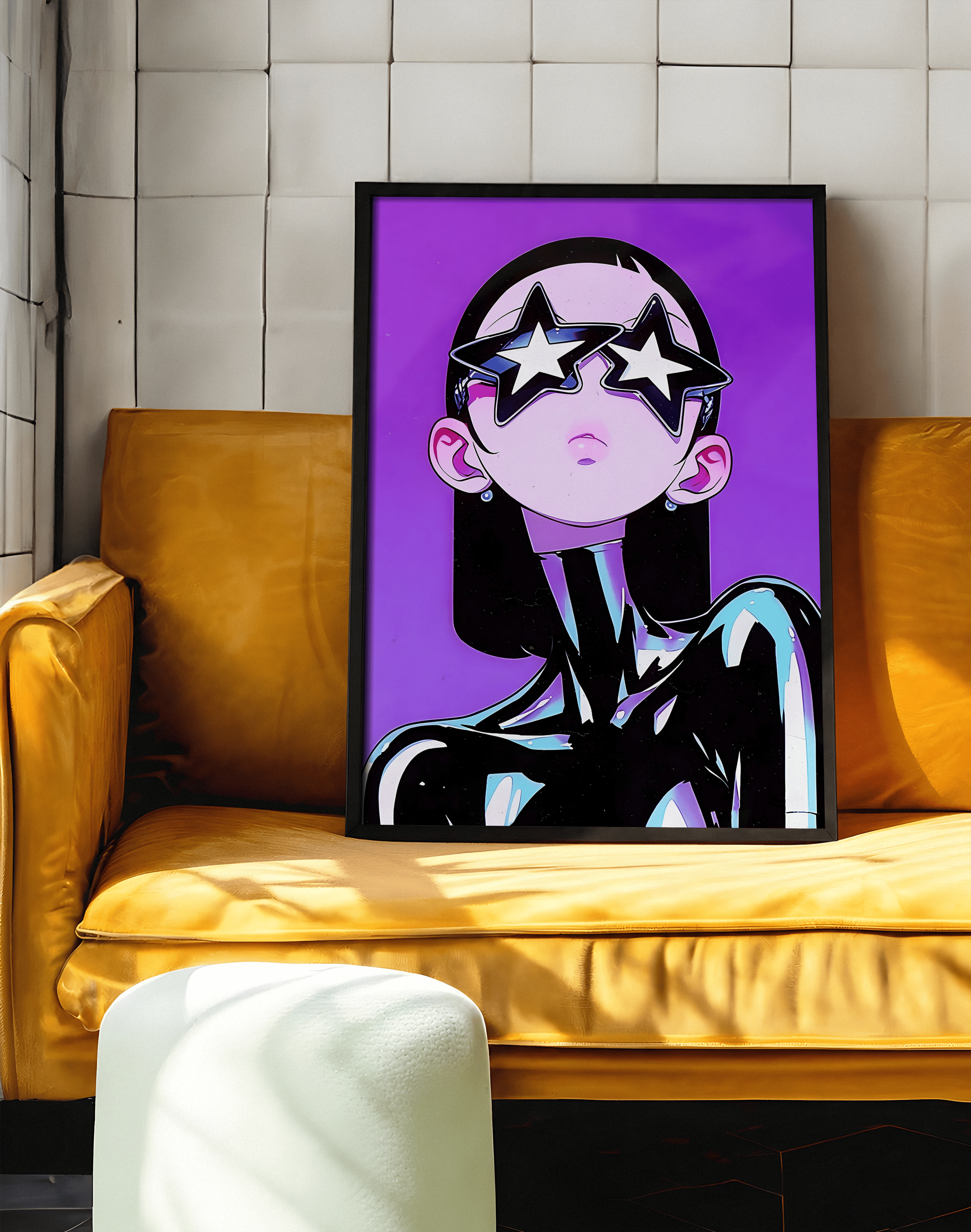 Star Gaze Modern Duvar Tablosu – Mor Anime Figüratif Poster