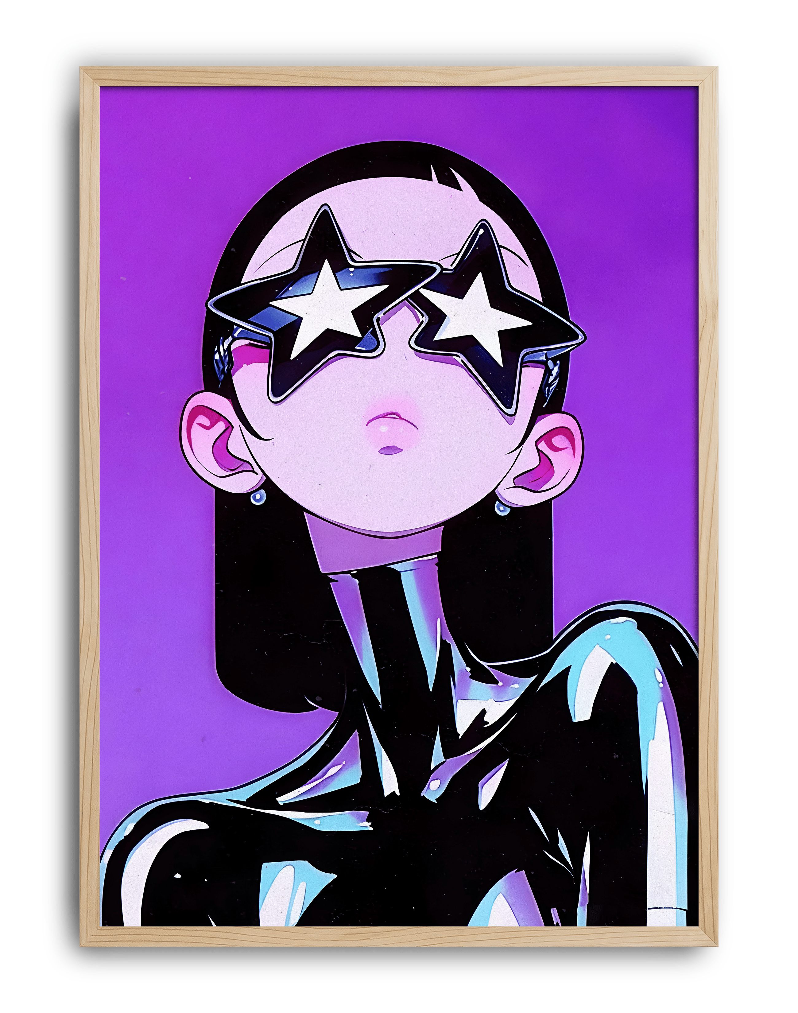 Star Gaze Modern Duvar Tablosu – Mor Anime Figüratif Poster