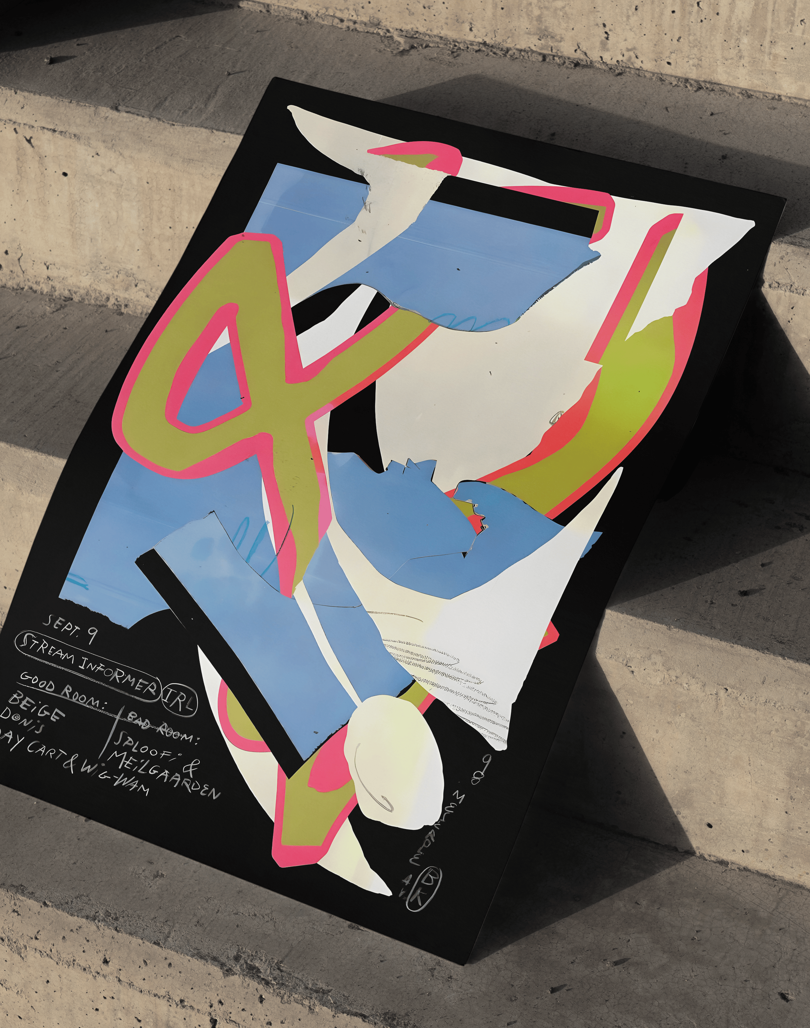 Stream Informer Modern Duvar Tablosu – Siyah Mavi Abstract Kolaj Poster