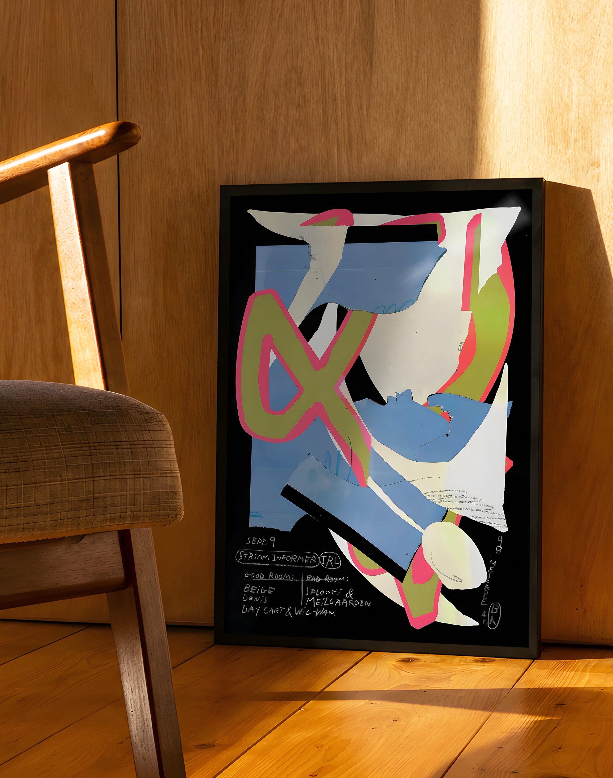 Stream Informer Modern Duvar Tablosu – Siyah Mavi Abstract Kolaj Poster