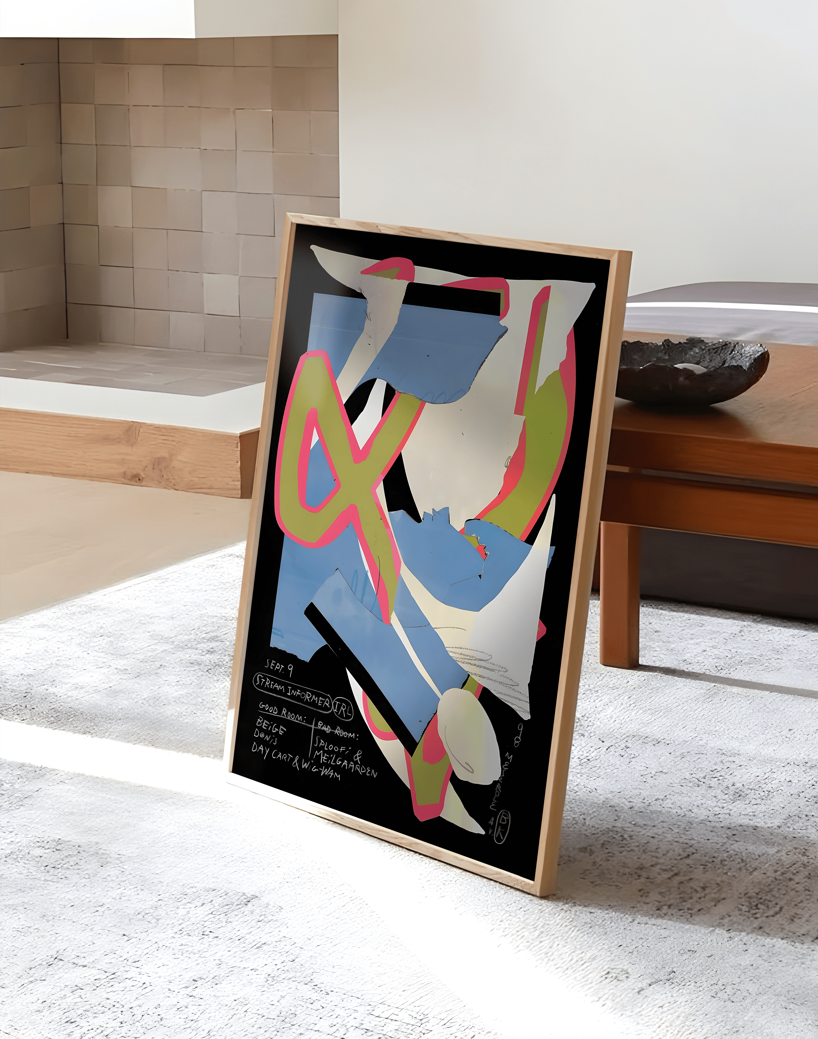 Stream Informer Modern Duvar Tablosu – Siyah Mavi Abstract Kolaj Poster