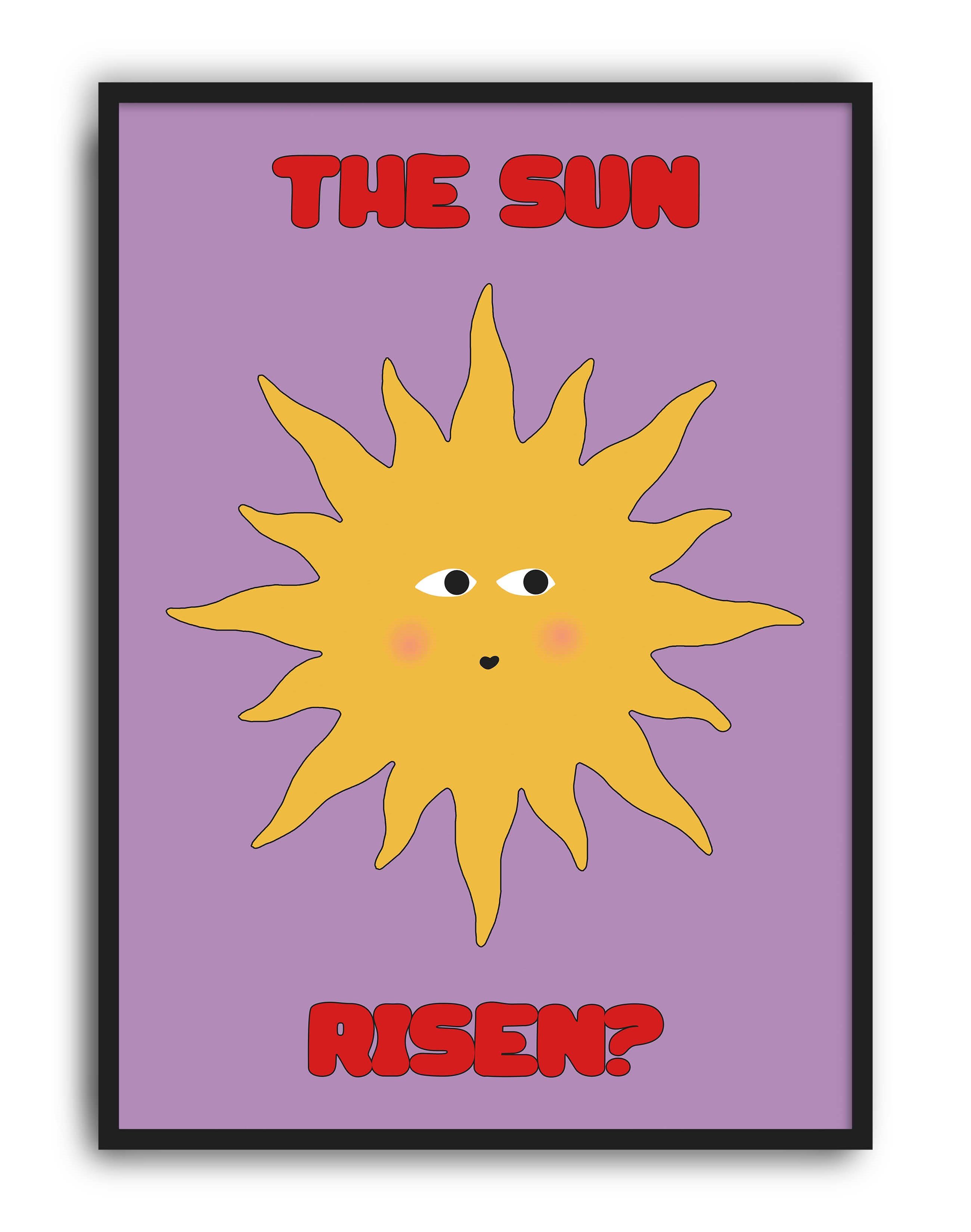 Sun Risen Retro Güneş İllüstrasyon Duvar Tablosu