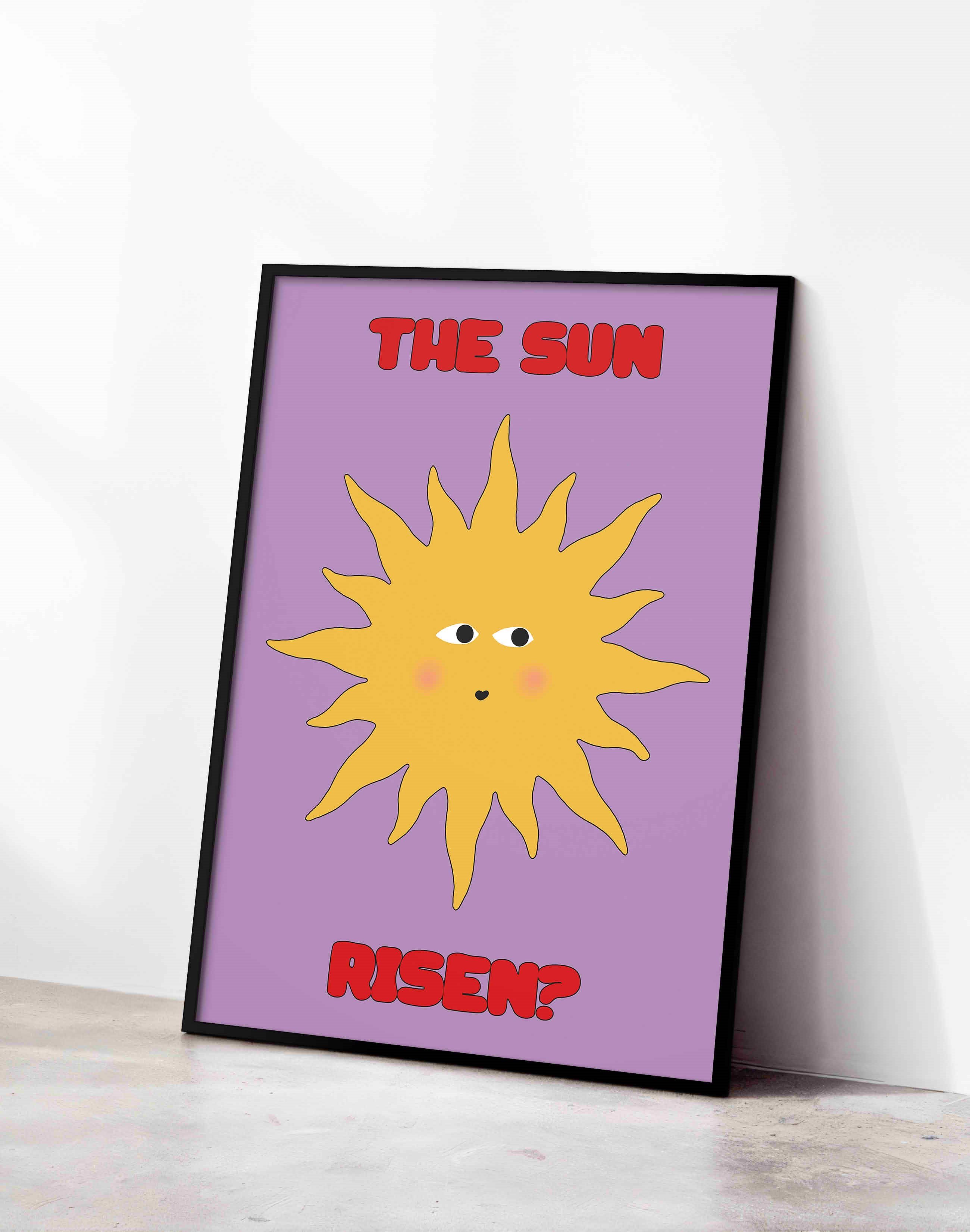 Sun Risen Retro Güneş İllüstrasyon Duvar Tablosu