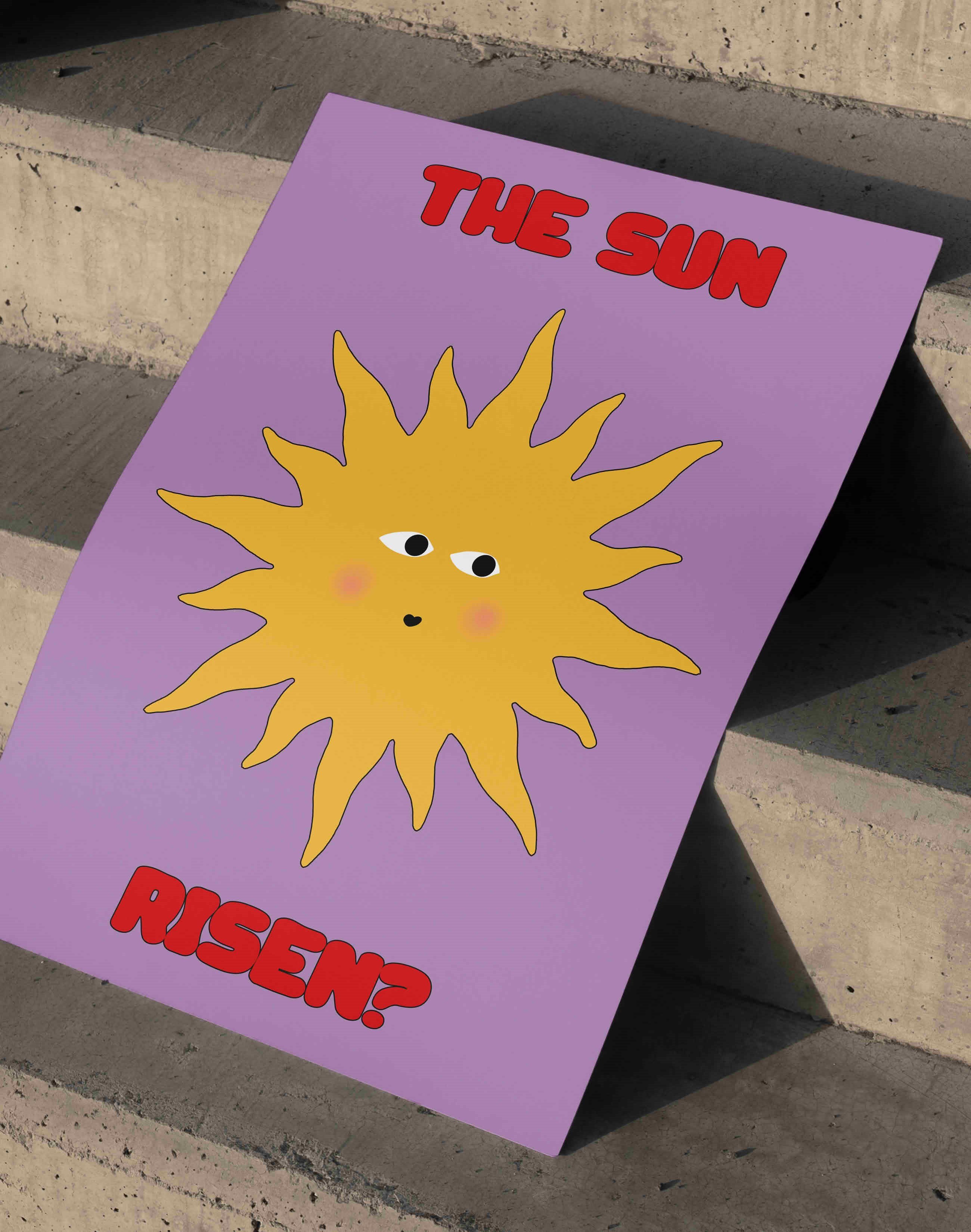 Sun Risen Retro Güneş İllüstrasyon Duvar Tablosu