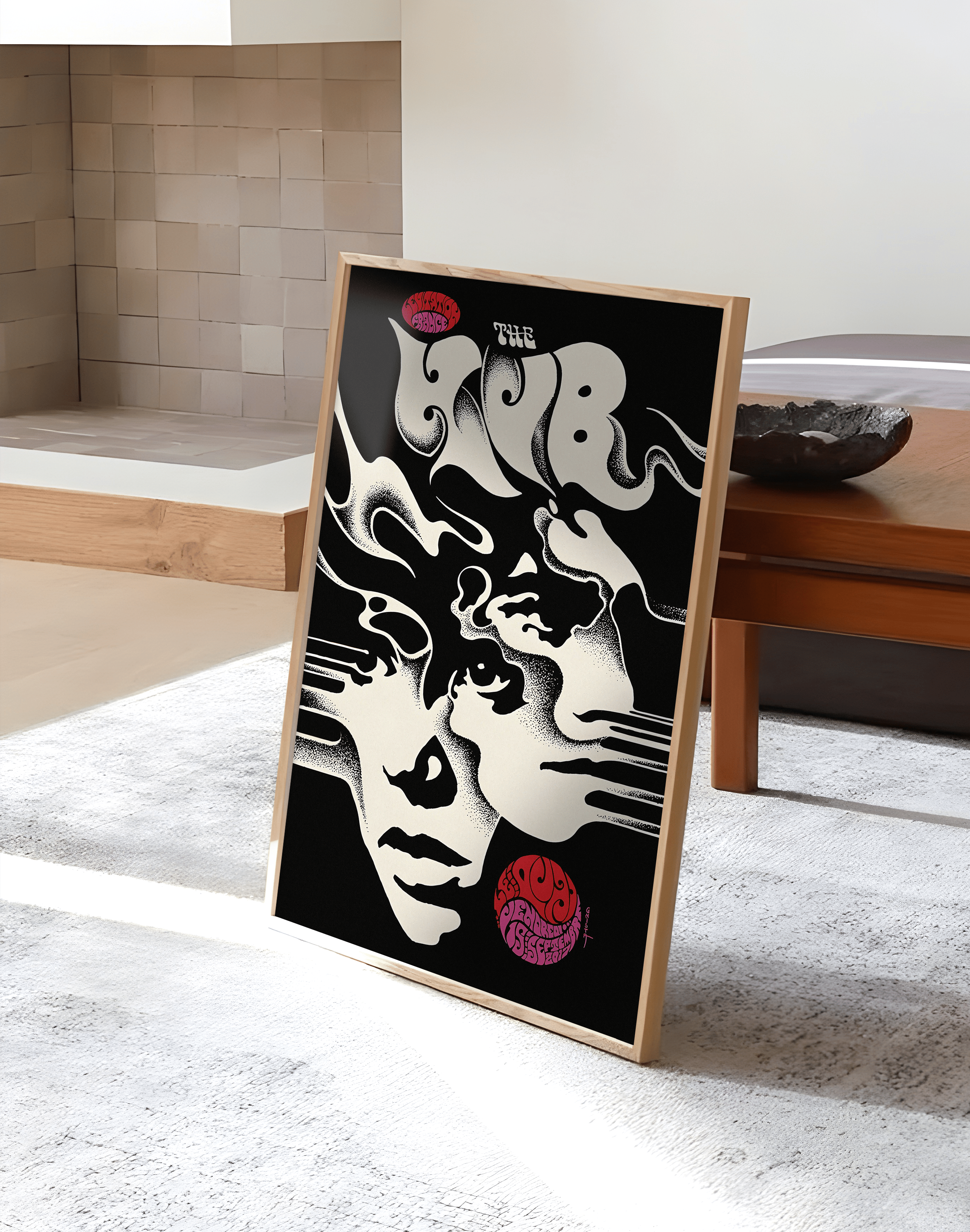 The Club Noir Modern Duvar Tablosu – Siyah Beyaz Abstract Yüz Poster