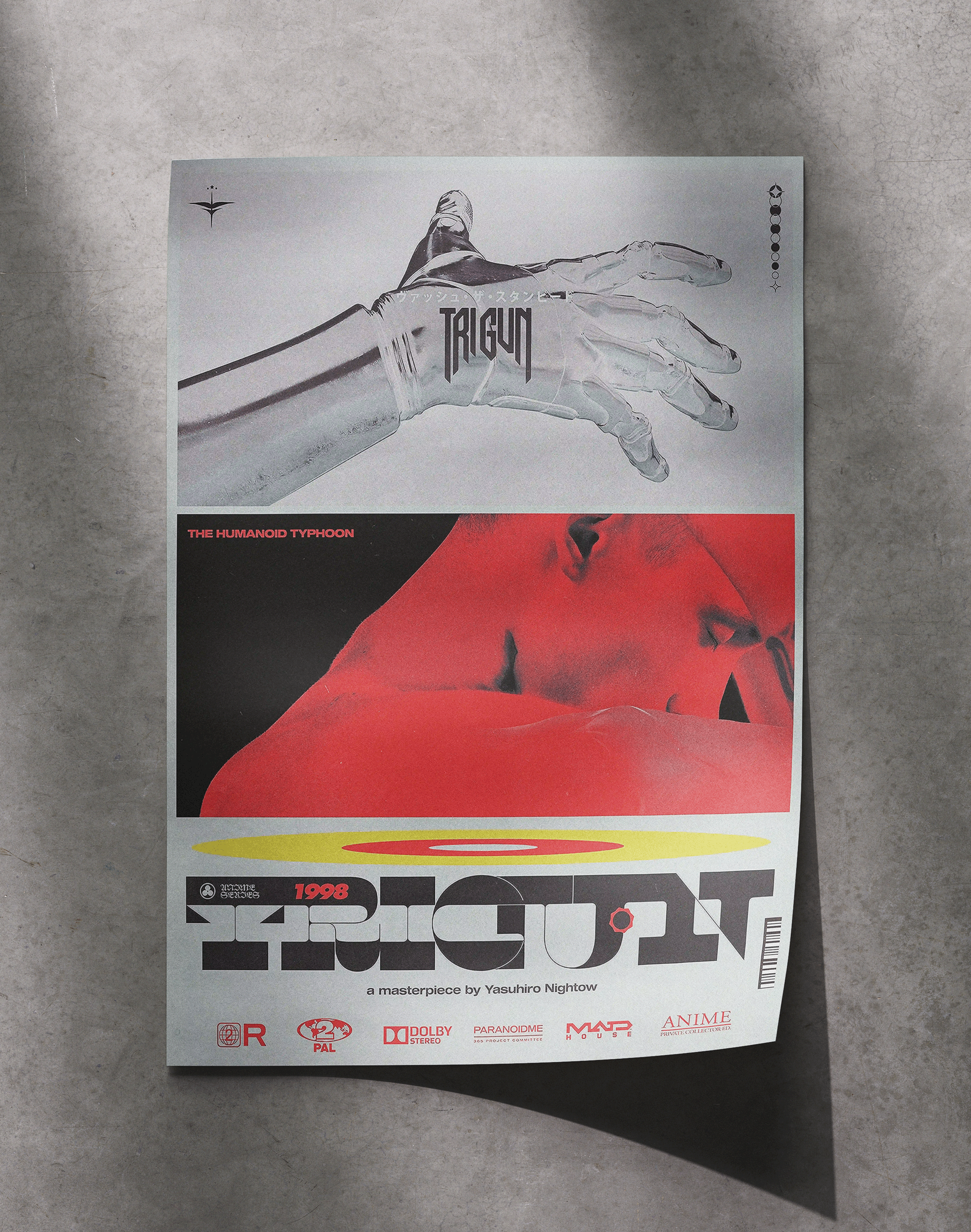 Trigun Retro Anime Duvar Tablosu – Kırmızı Siyah Manga Poster