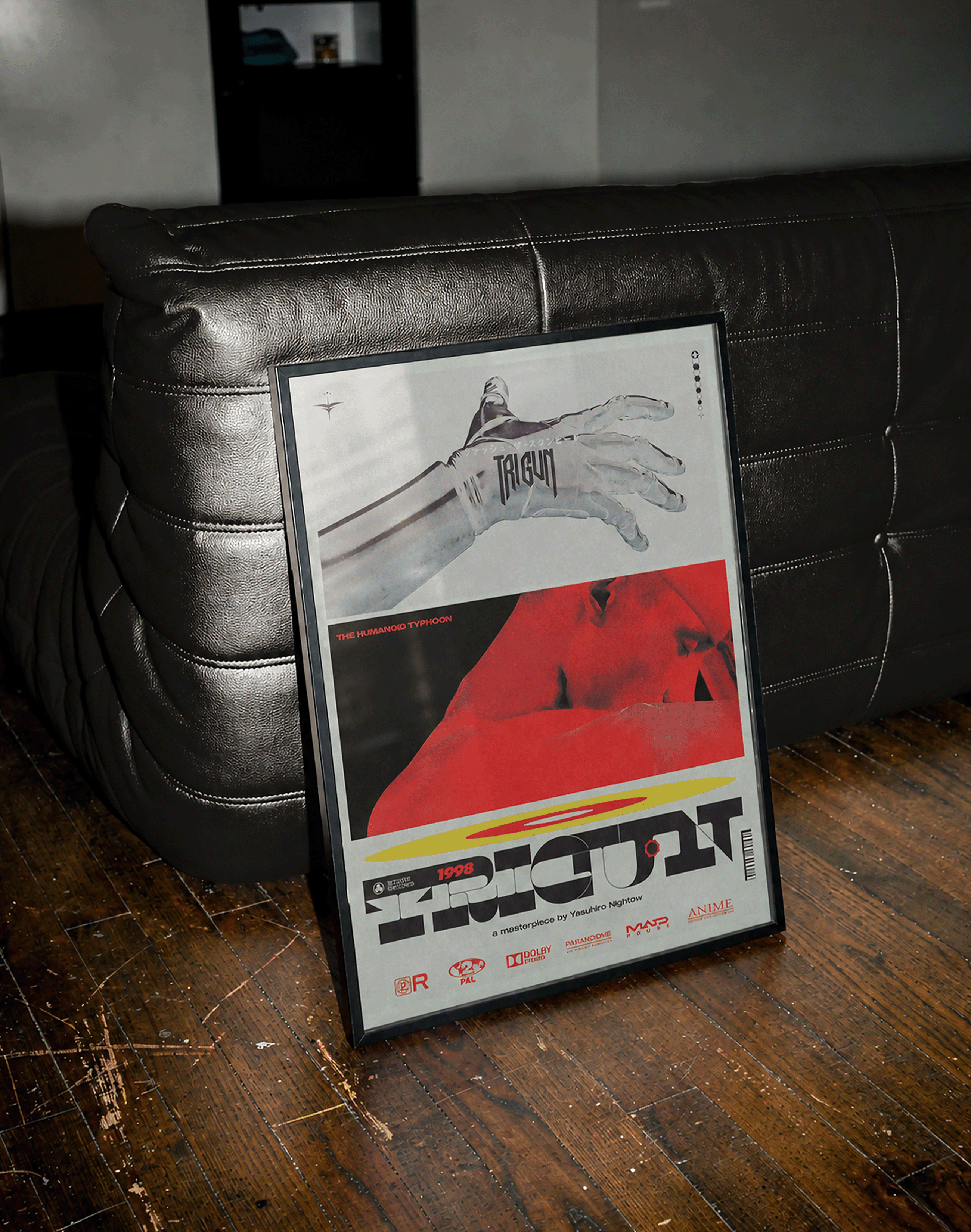 Trigun Retro Anime Duvar Tablosu – Kırmızı Siyah Manga Poster