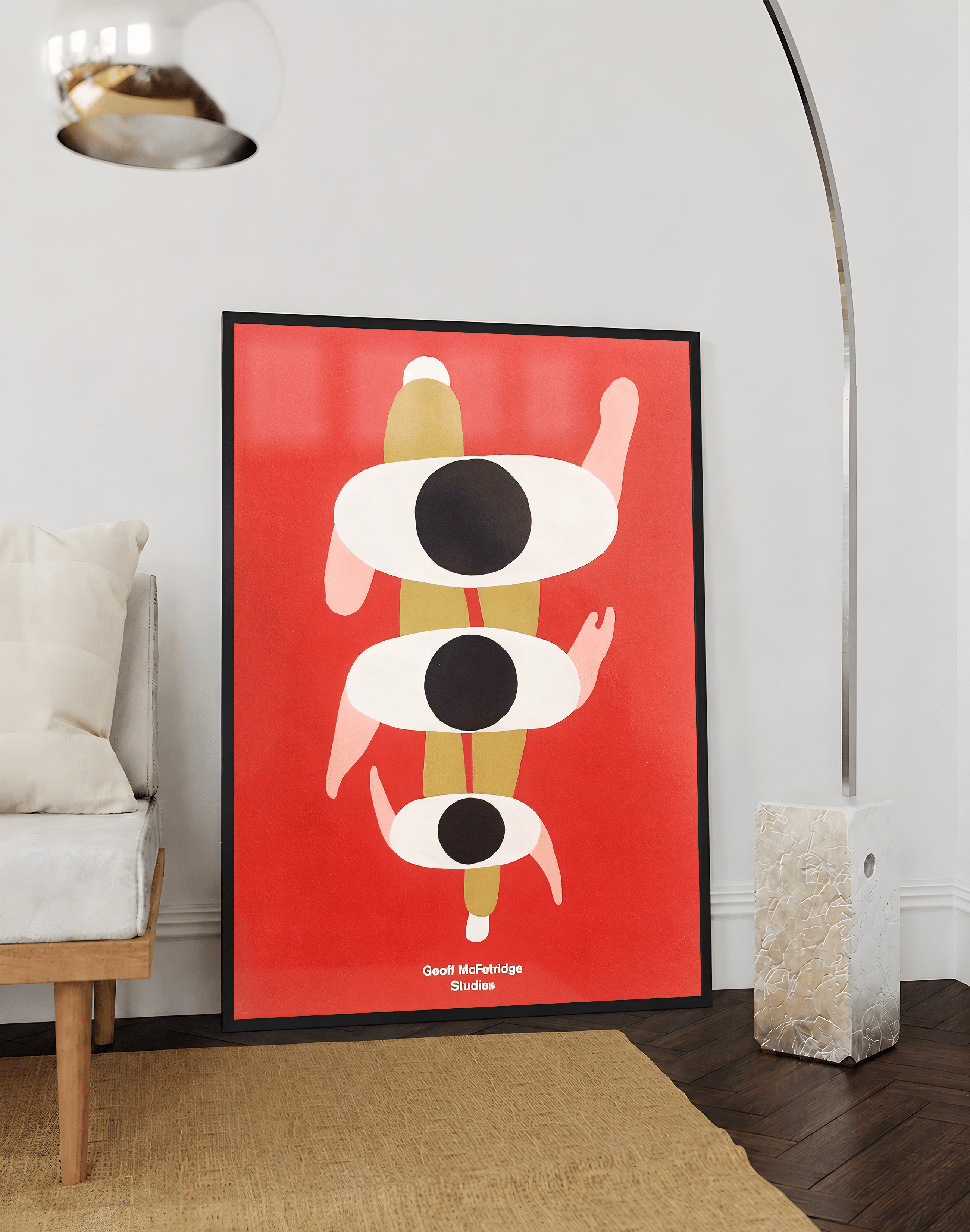 Triple Gaze Modern Duvar Tablosu – Kırmızı Üç Göz Abstract Poster