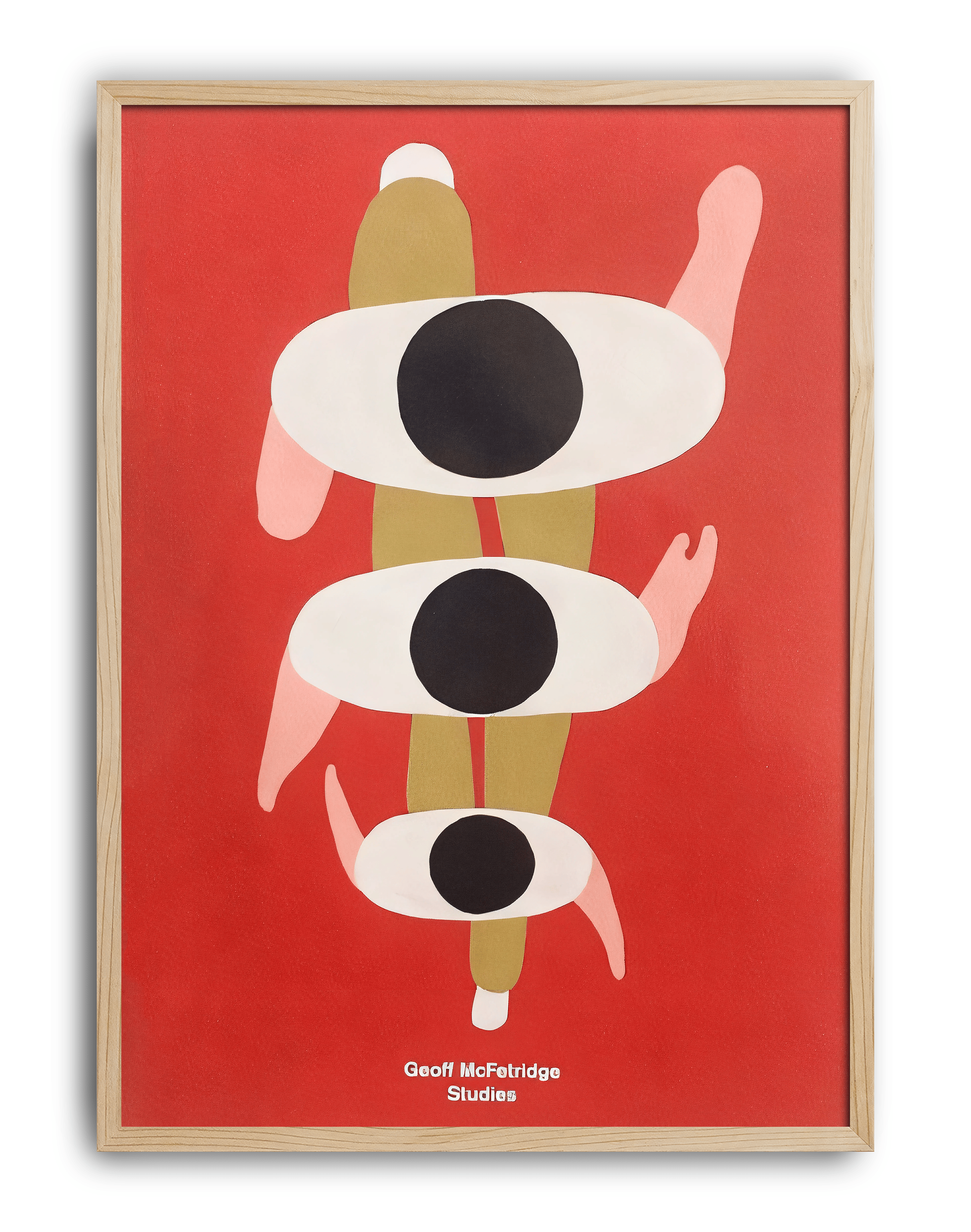 Triple Gaze Modern Duvar Tablosu – Kırmızı Üç Göz Abstract Poster