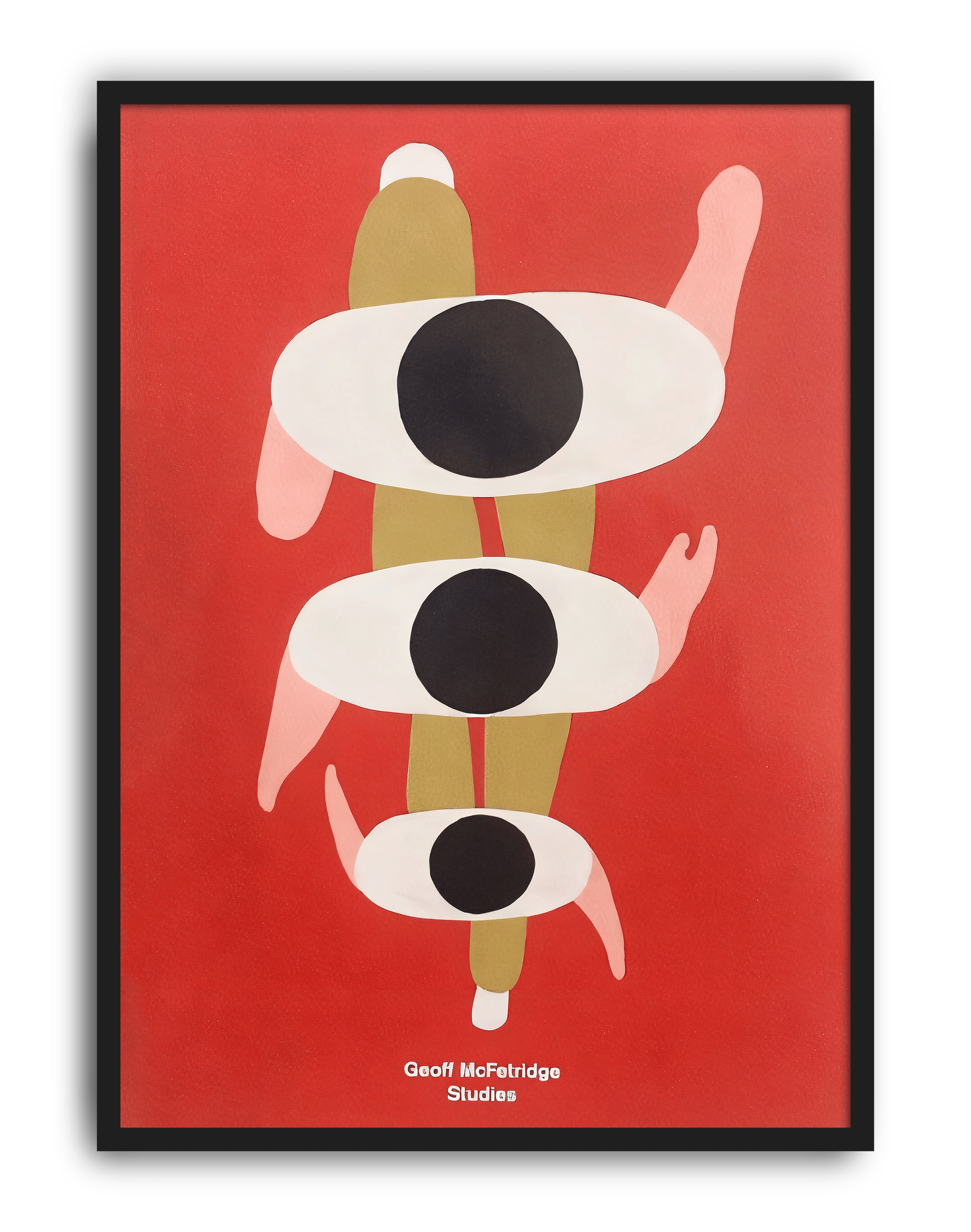 Triple Gaze Modern Duvar Tablosu – Kırmızı Üç Göz Abstract Poster