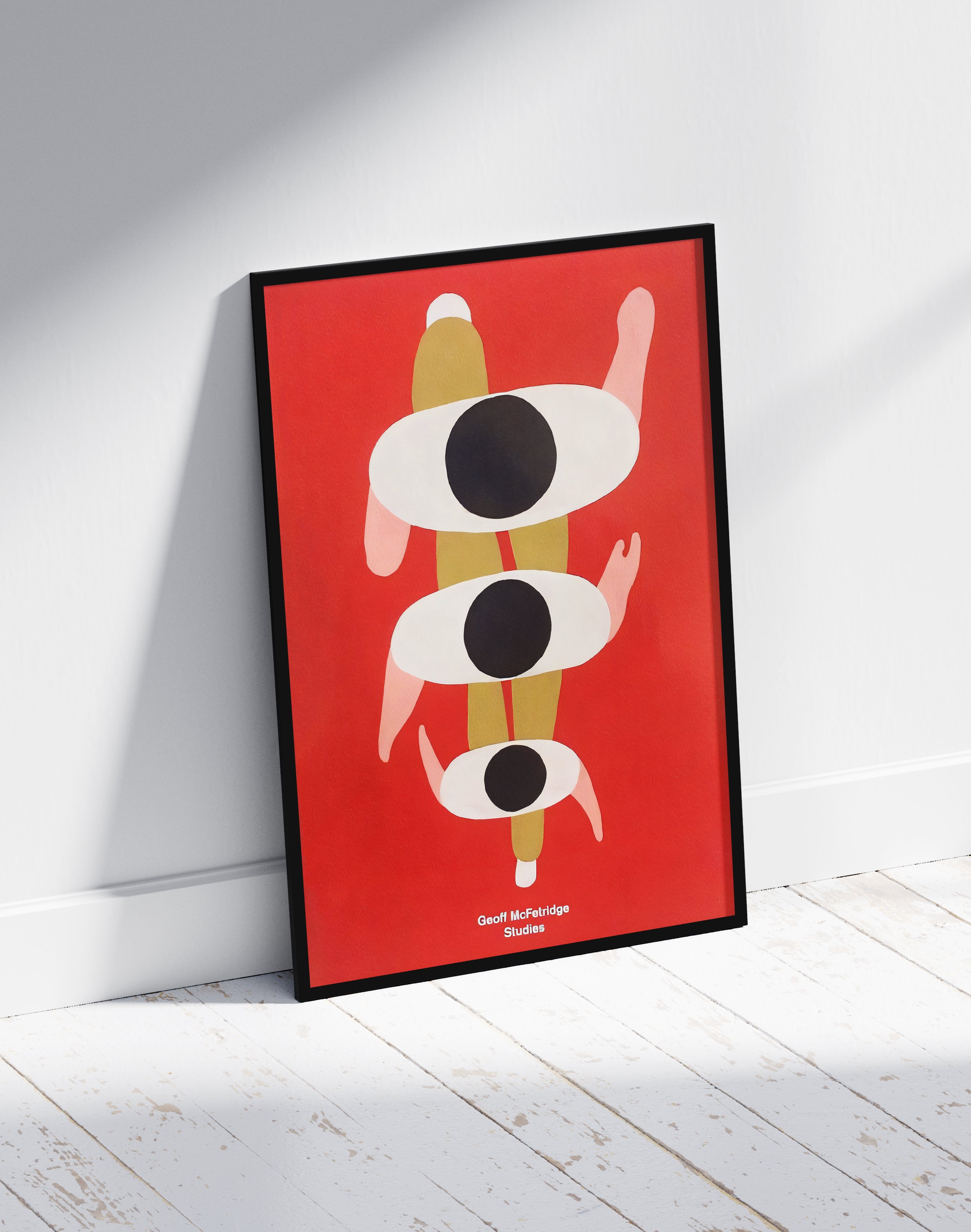Triple Gaze Modern Duvar Tablosu – Kırmızı Üç Göz Abstract Poster
