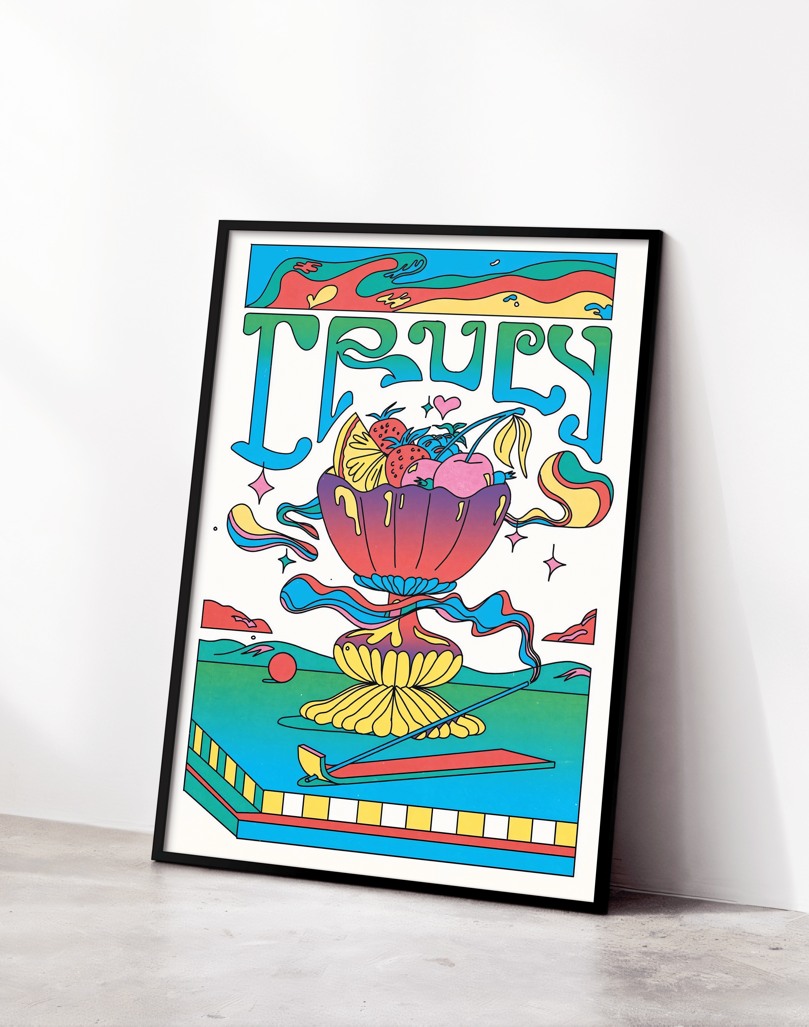 Truly Fruits Modern Duvar Tablosu – Renkli Meyve Kupası Poster