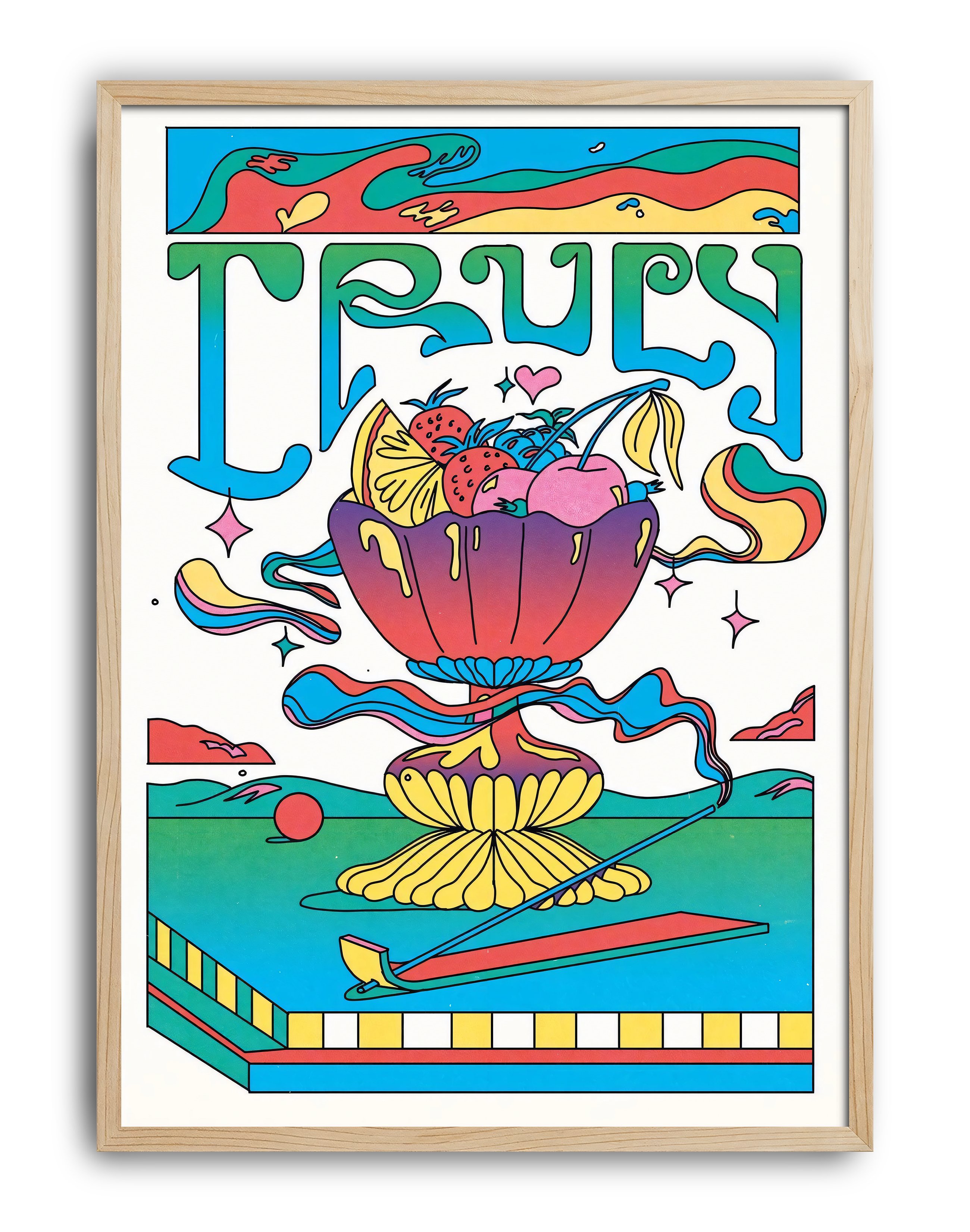Truly Fruits Modern Duvar Tablosu – Renkli Meyve Kupası Poster