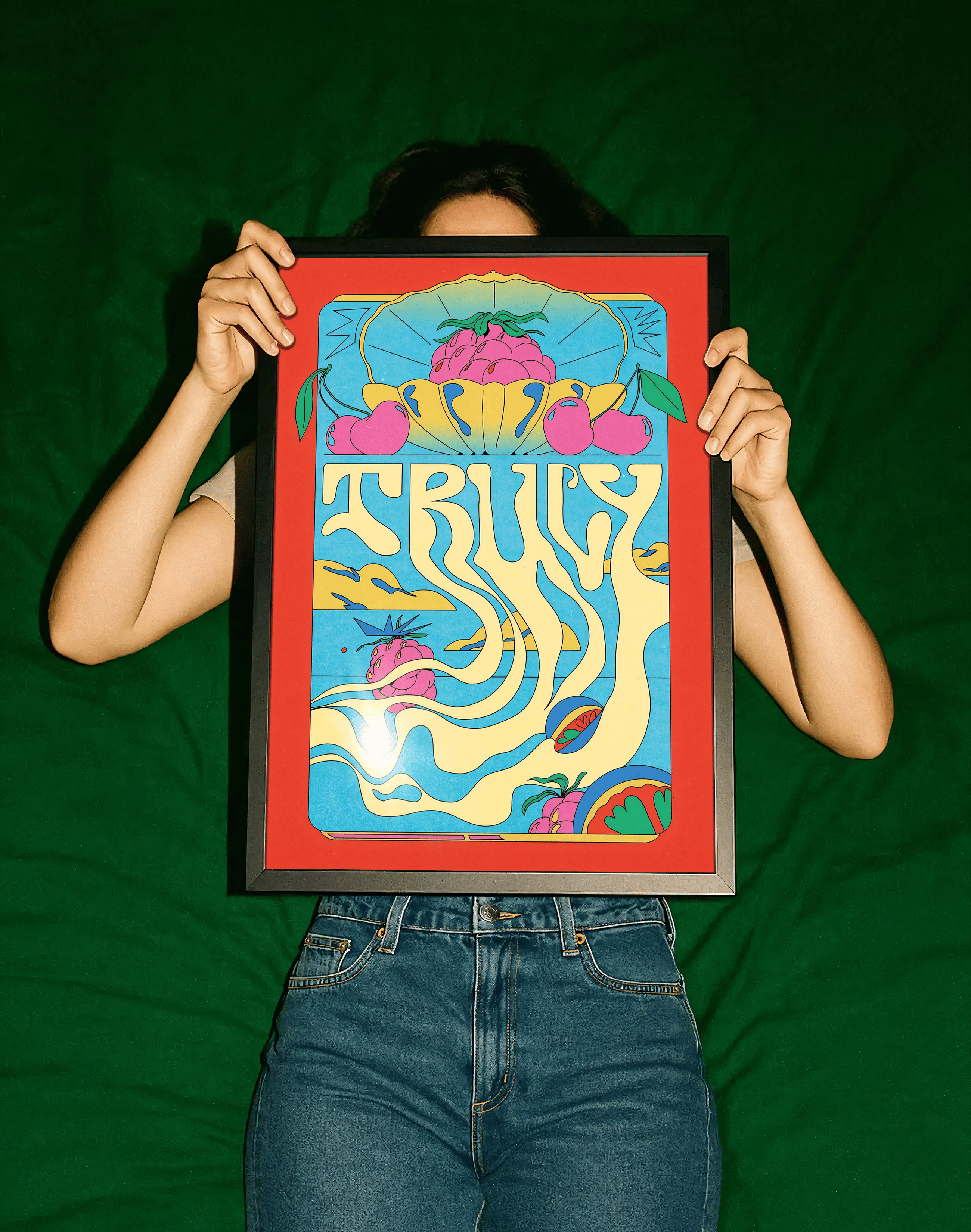 Truly Melt Modern Duvar Tablosu – Renkli Meyve ve Akışkan Tipografi Poster