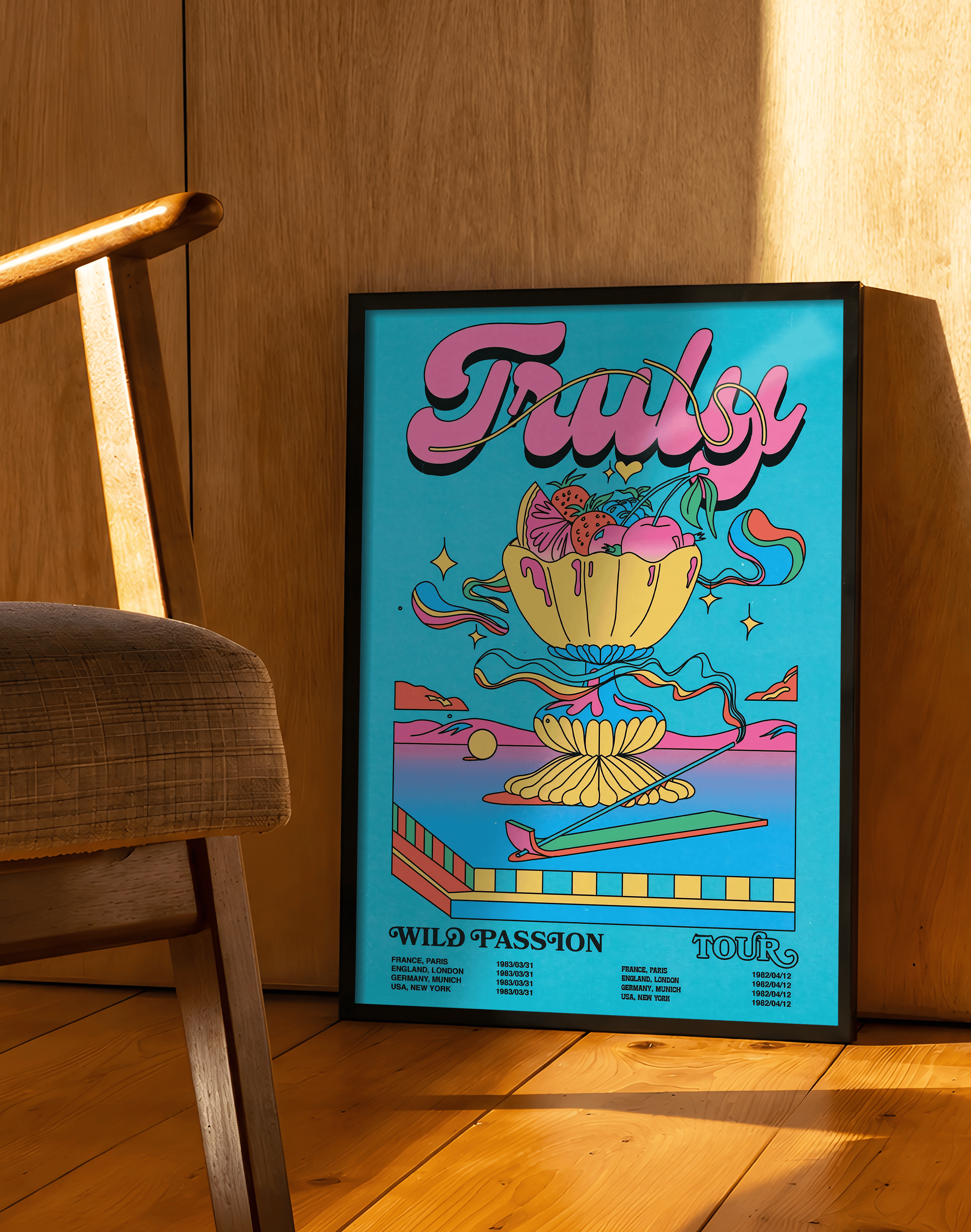 Truly Wild Passion Modern Duvar Tablosu – Retro Meyve Kupası Poster