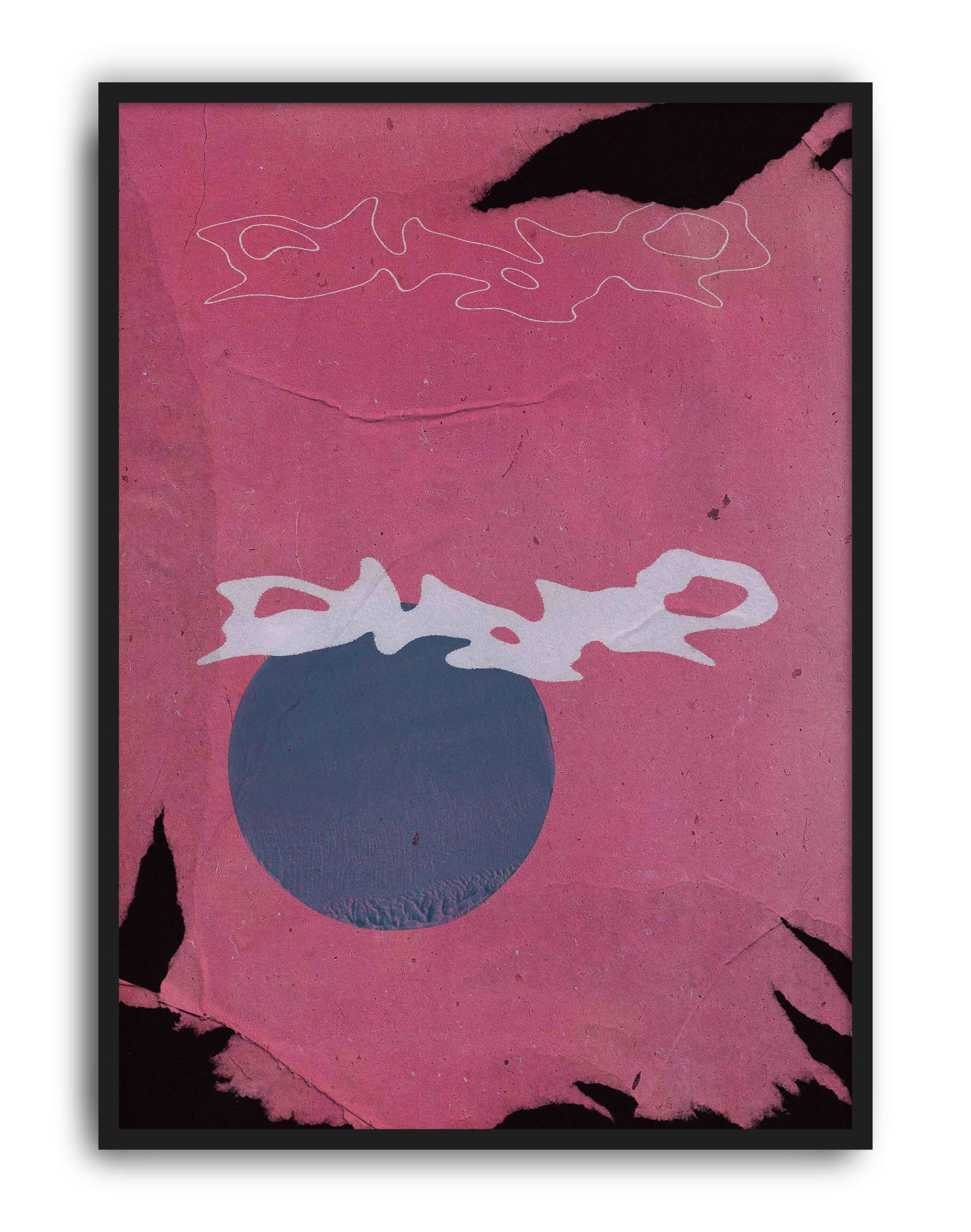 Untouchable Pink Orbit Pembe Soyut Kolaj Duvar Tablosu